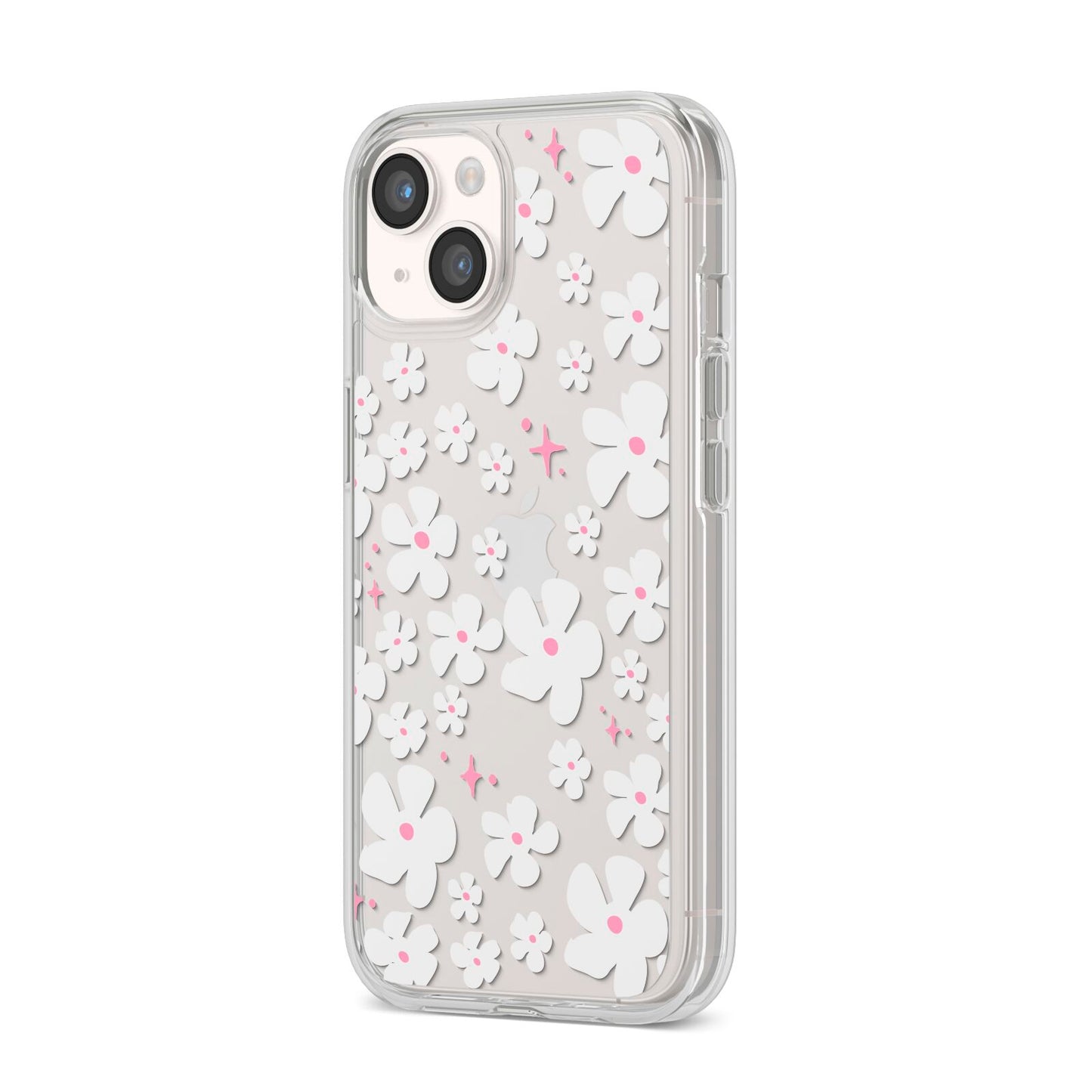Abstract Daisy iPhone 14 Clear Tough Case Starlight Angled Image