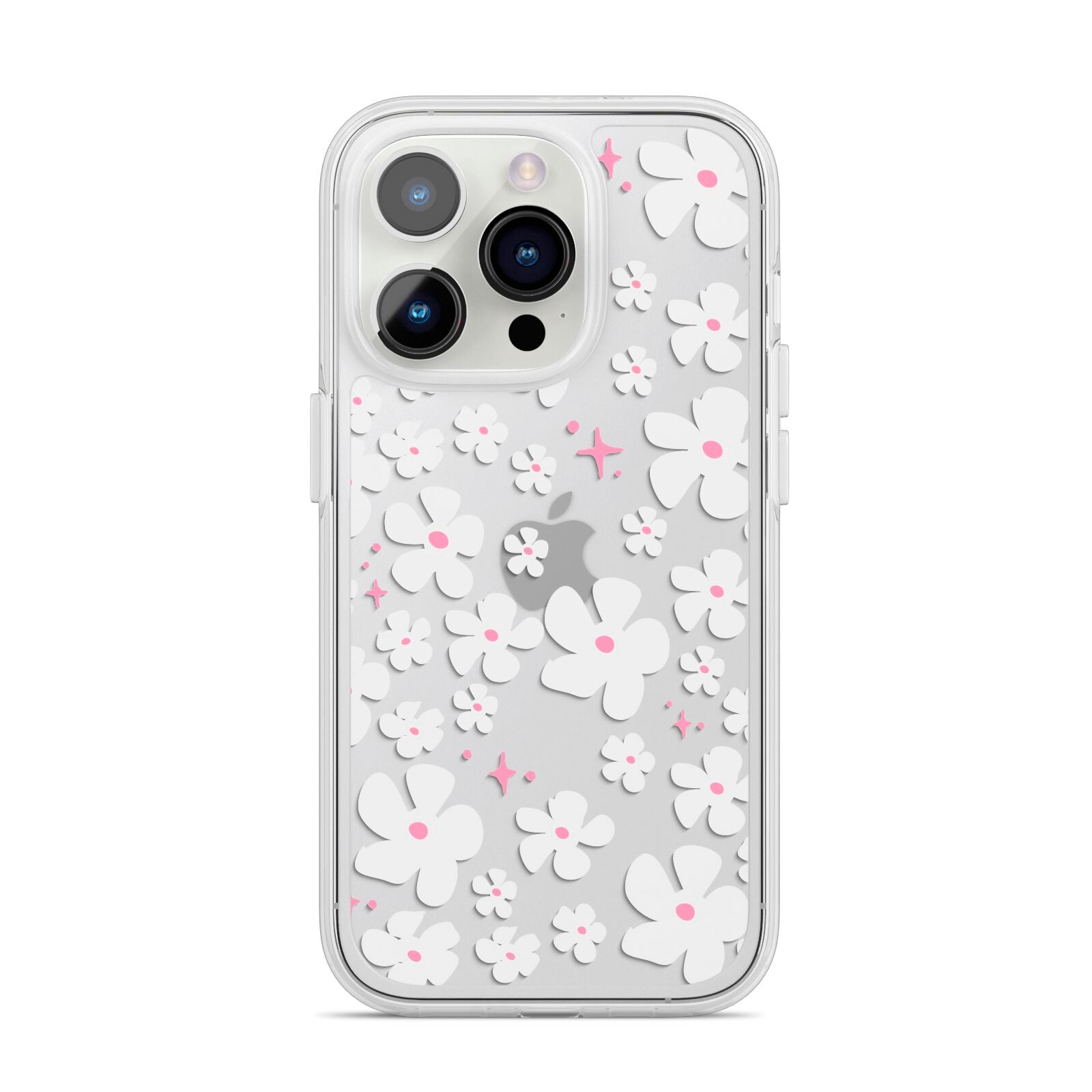 Abstract Daisy iPhone 14 Pro Clear Tough Case Silver