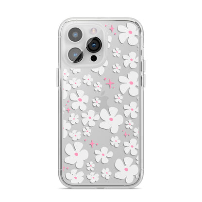 Abstract Daisy iPhone 14 Pro Max Clear Tough Case Silver