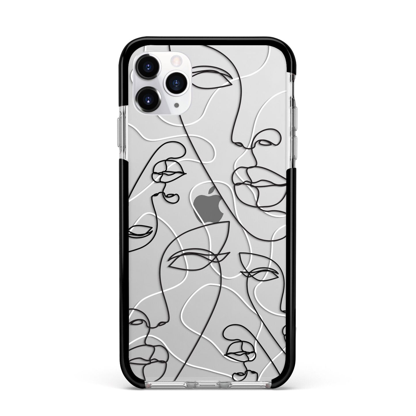 Abstract Face Apple iPhone 11 Pro Max in Silver with Black Impact Case