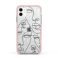 Abstract Face Apple iPhone 11 in White with Pink Impact Case