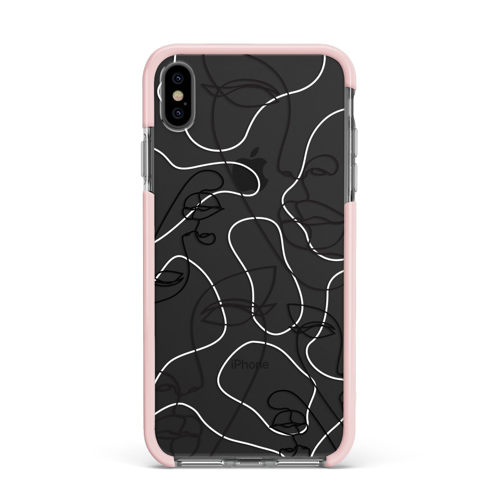 Abstract Face Apple iPhone Xs Max Impact Case Pink Edge on Black Phone