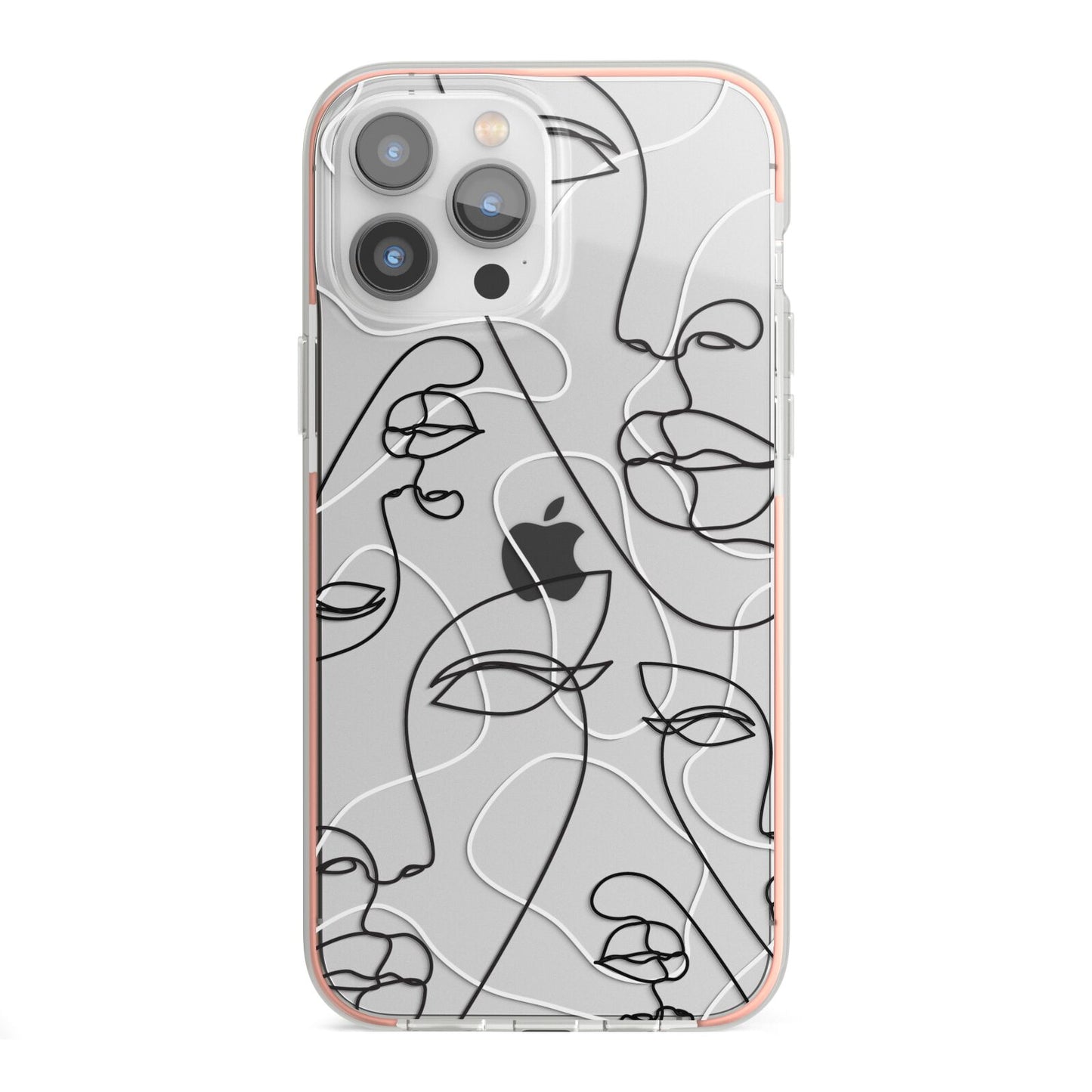 Abstract Face iPhone 13 Pro Max TPU Impact Case with Pink Edges
