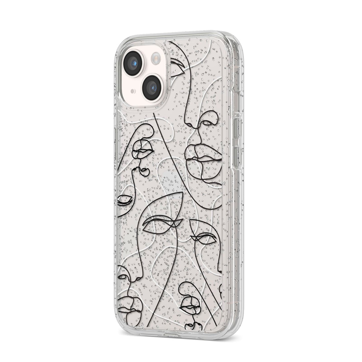 Abstract Face iPhone 14 Glitter Tough Case Starlight Angled Image