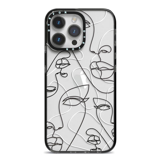 Abstract Face iPhone 14 Pro Max Black Impact Case on Silver phone