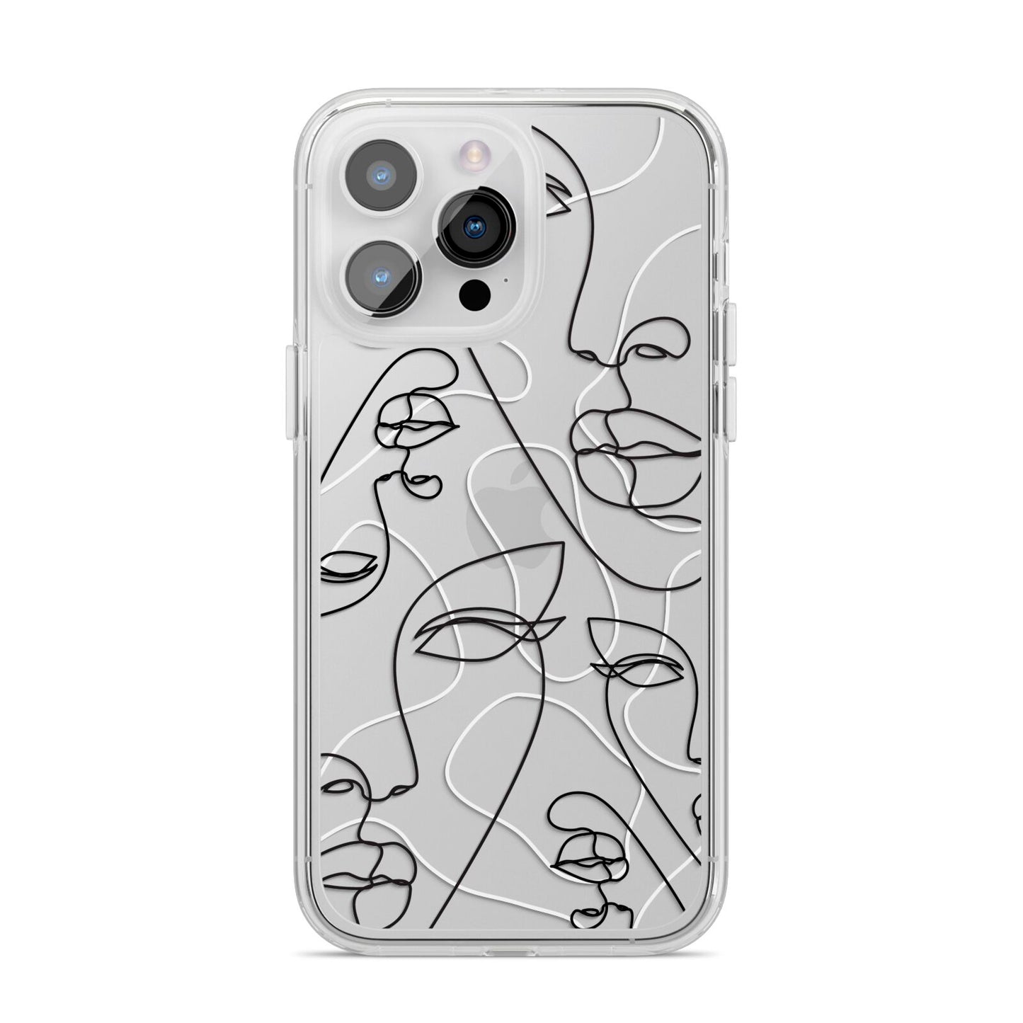 Abstract Face iPhone 14 Pro Max Clear Tough Case Silver