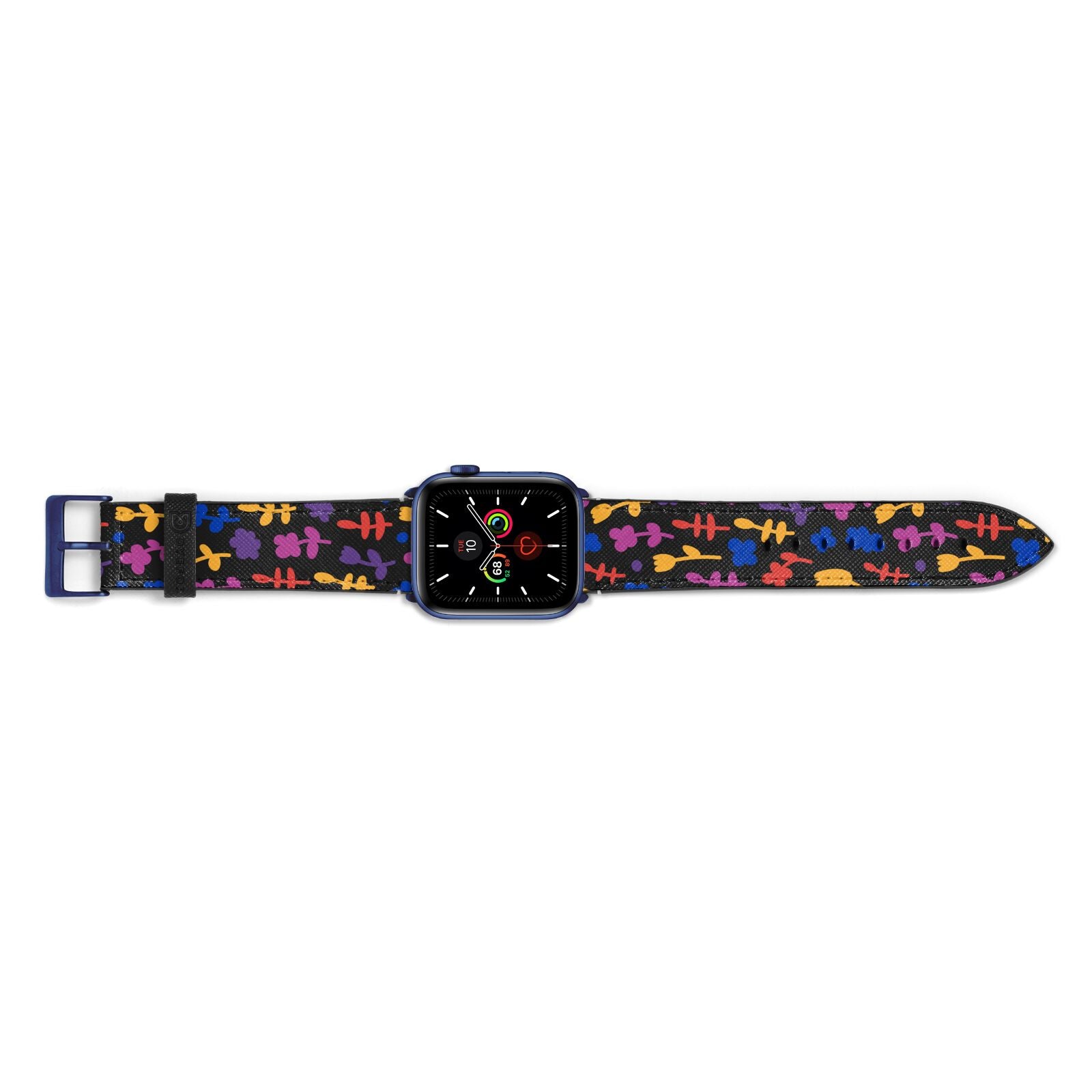 Abstract Floral Apple Watch Strap Landscape Image Blue Hardware
