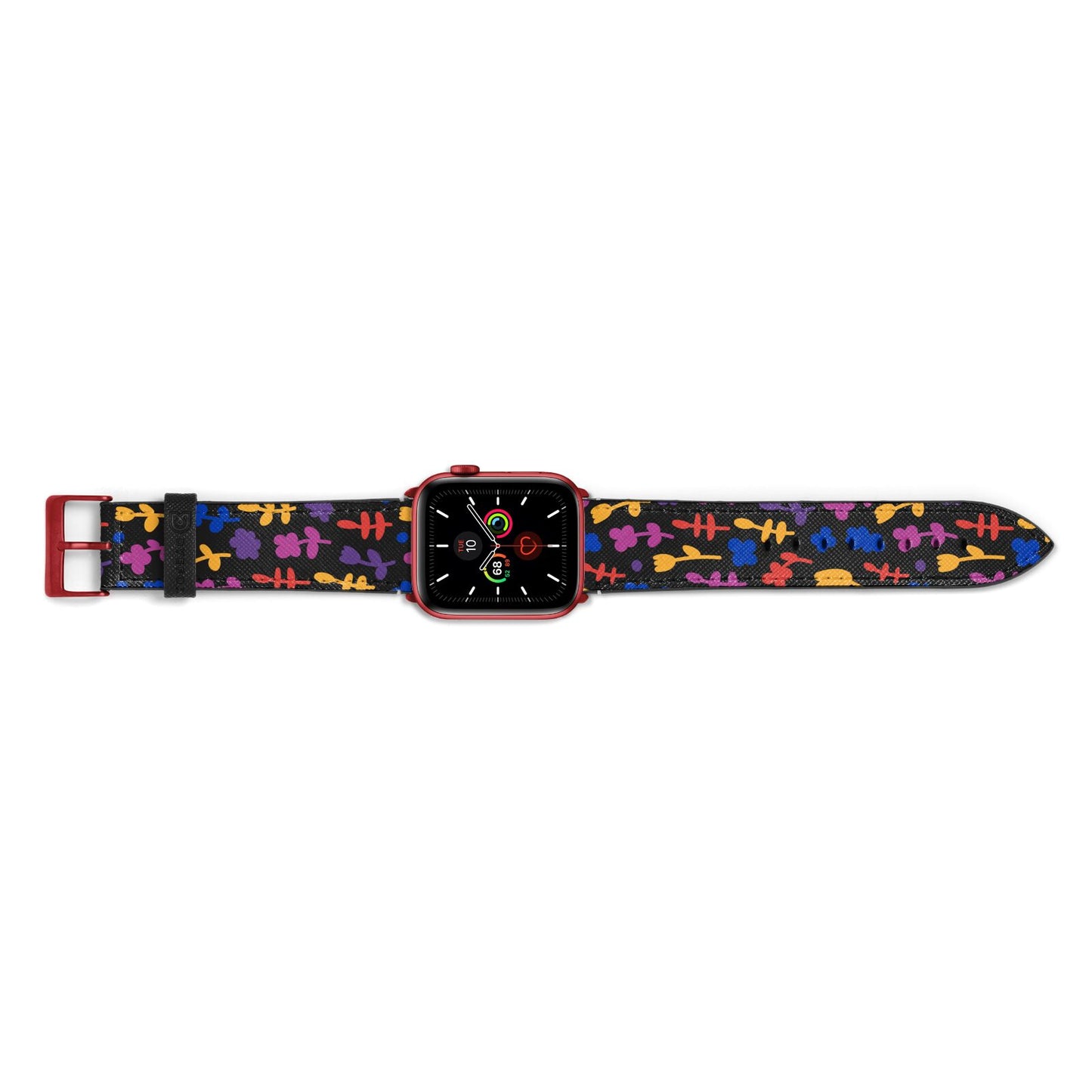 Abstract Floral Apple Watch Strap Landscape Image Red Hardware