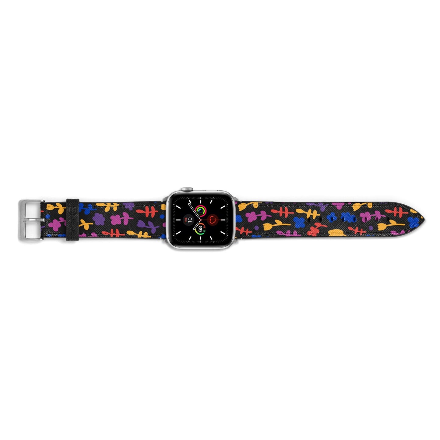 Abstract Floral Apple Watch Strap Landscape Image Silver Hardware