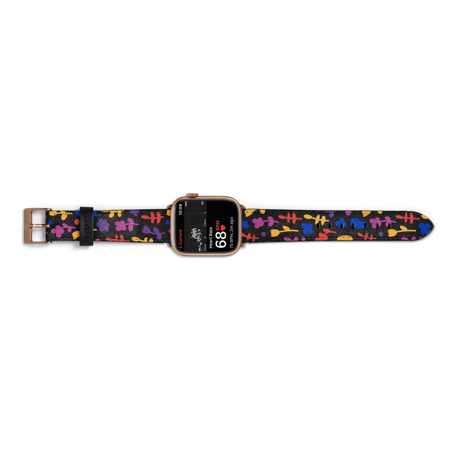 Abstract Floral Apple Watch Strap Size 38mm Landscape Image Gold Hardware
