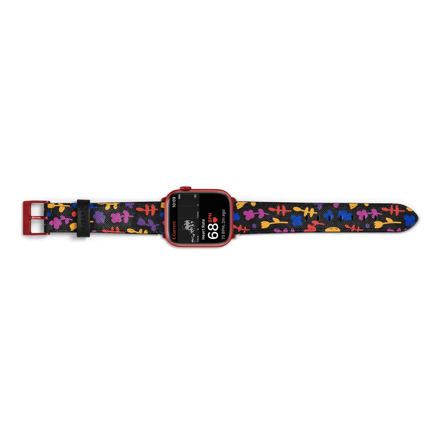 Abstract Floral Apple Watch Strap Size 38mm Landscape Image Red Hardware