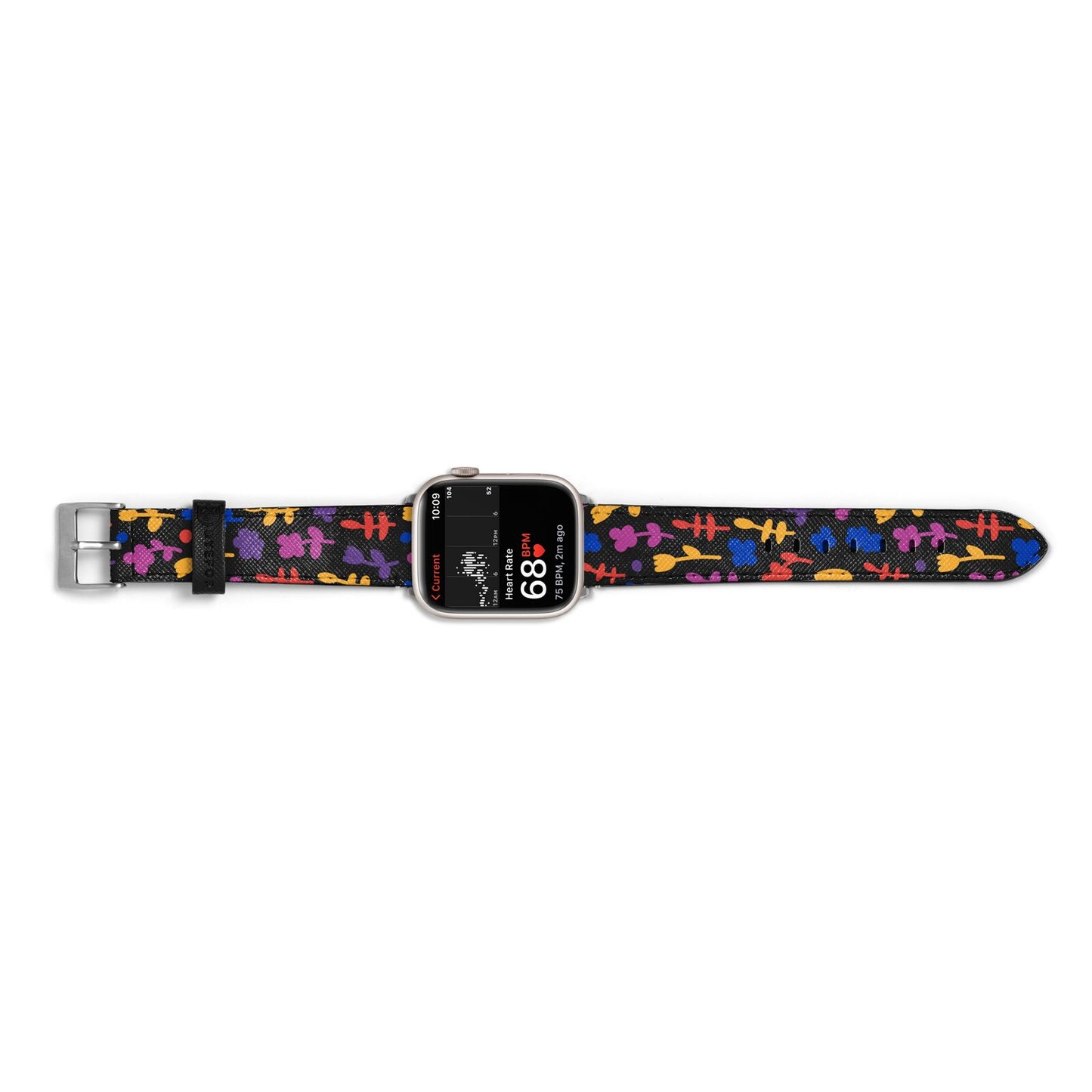 Abstract Floral Apple Watch Strap Size 38mm Landscape Image Silver Hardware