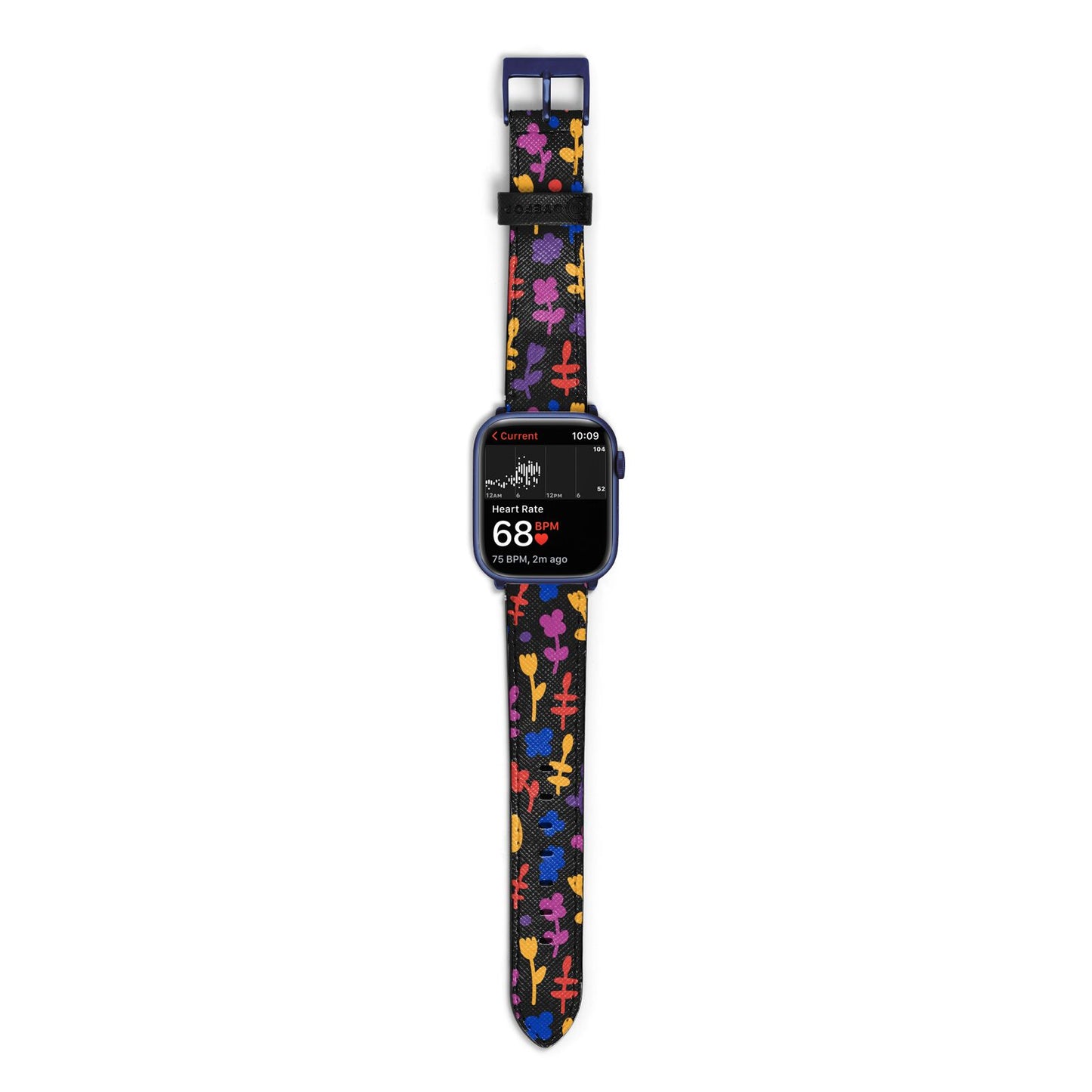 Abstract Floral Apple Watch Strap Size 38mm with Blue Hardware