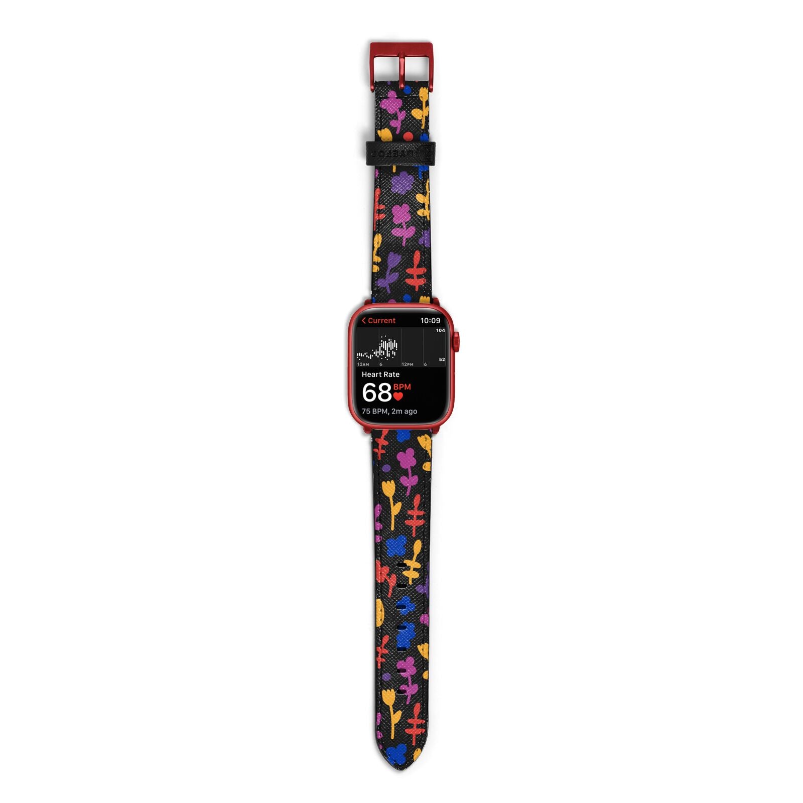Abstract Floral Apple Watch Strap Size 38mm with Red Hardware