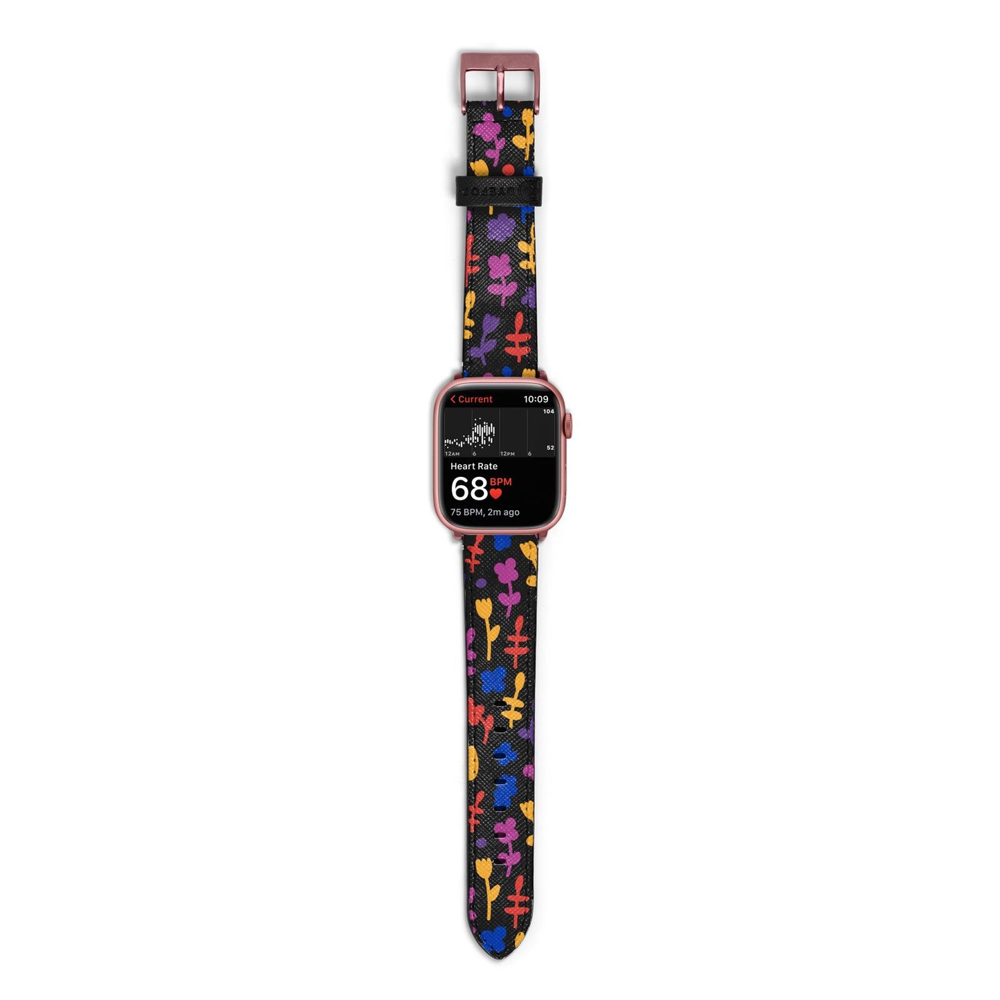 Abstract Floral Apple Watch Strap Size 38mm with Rose Gold Hardware