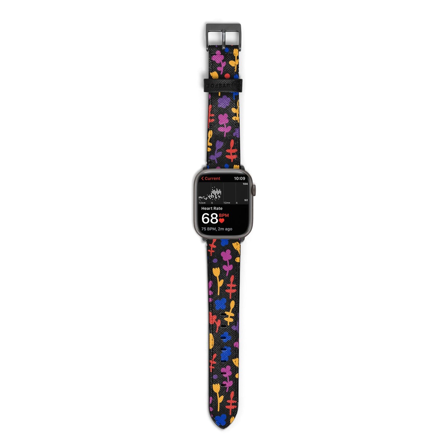 Abstract Floral Apple Watch Strap Size 38mm with Space Grey Hardware