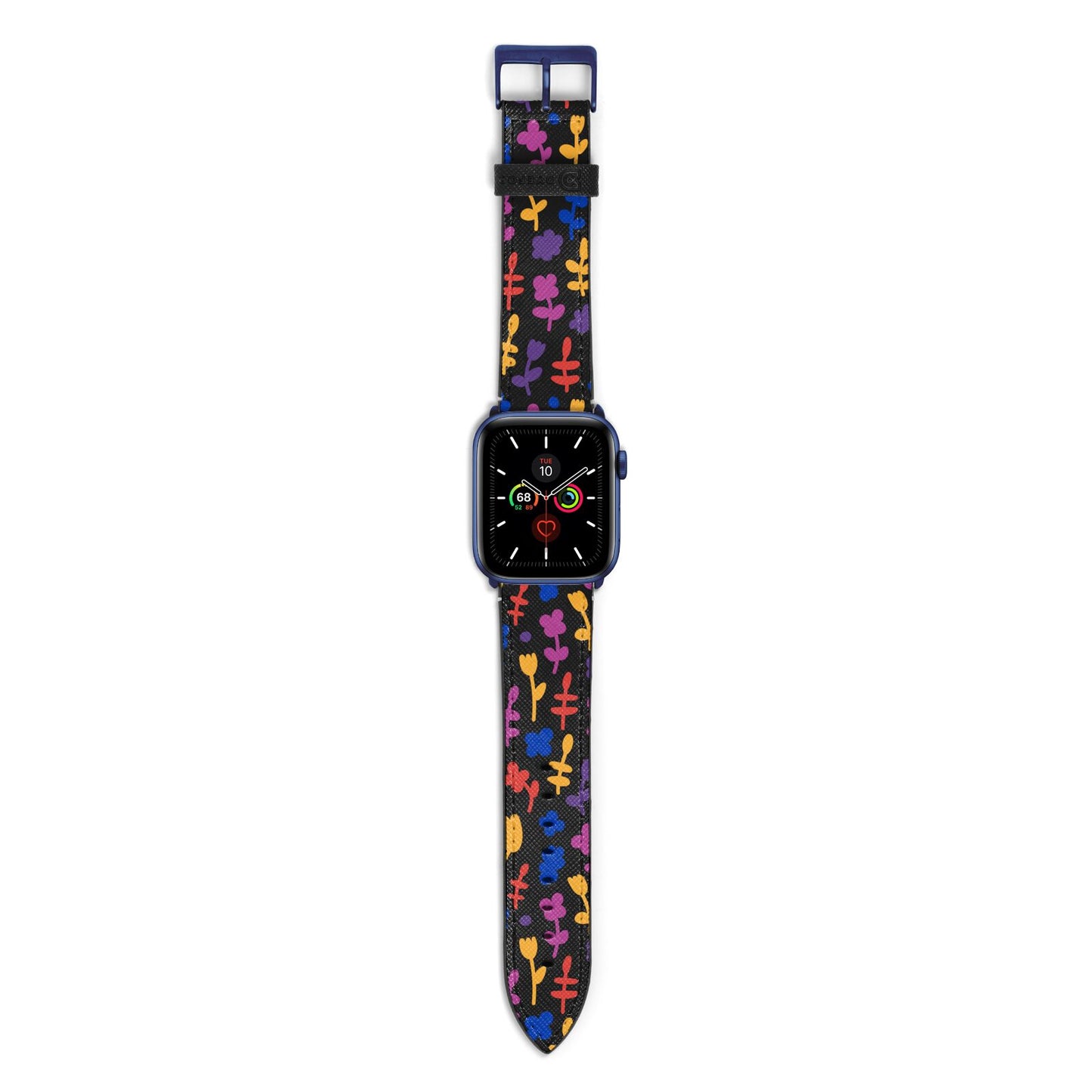 Abstract Floral Apple Watch Strap with Blue Hardware
