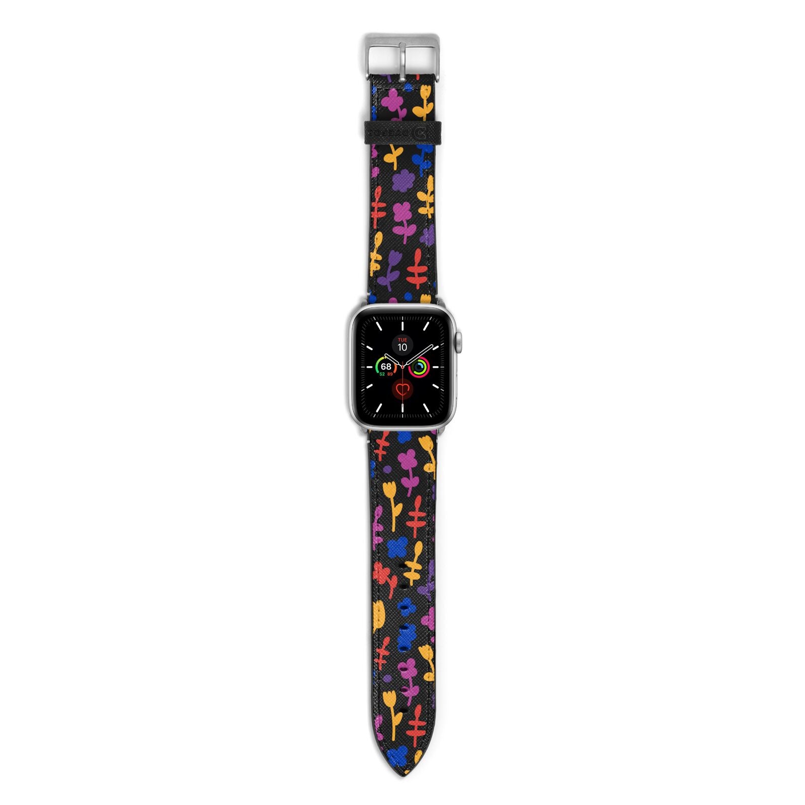 Abstract Floral Apple Watch Strap with Silver Hardware