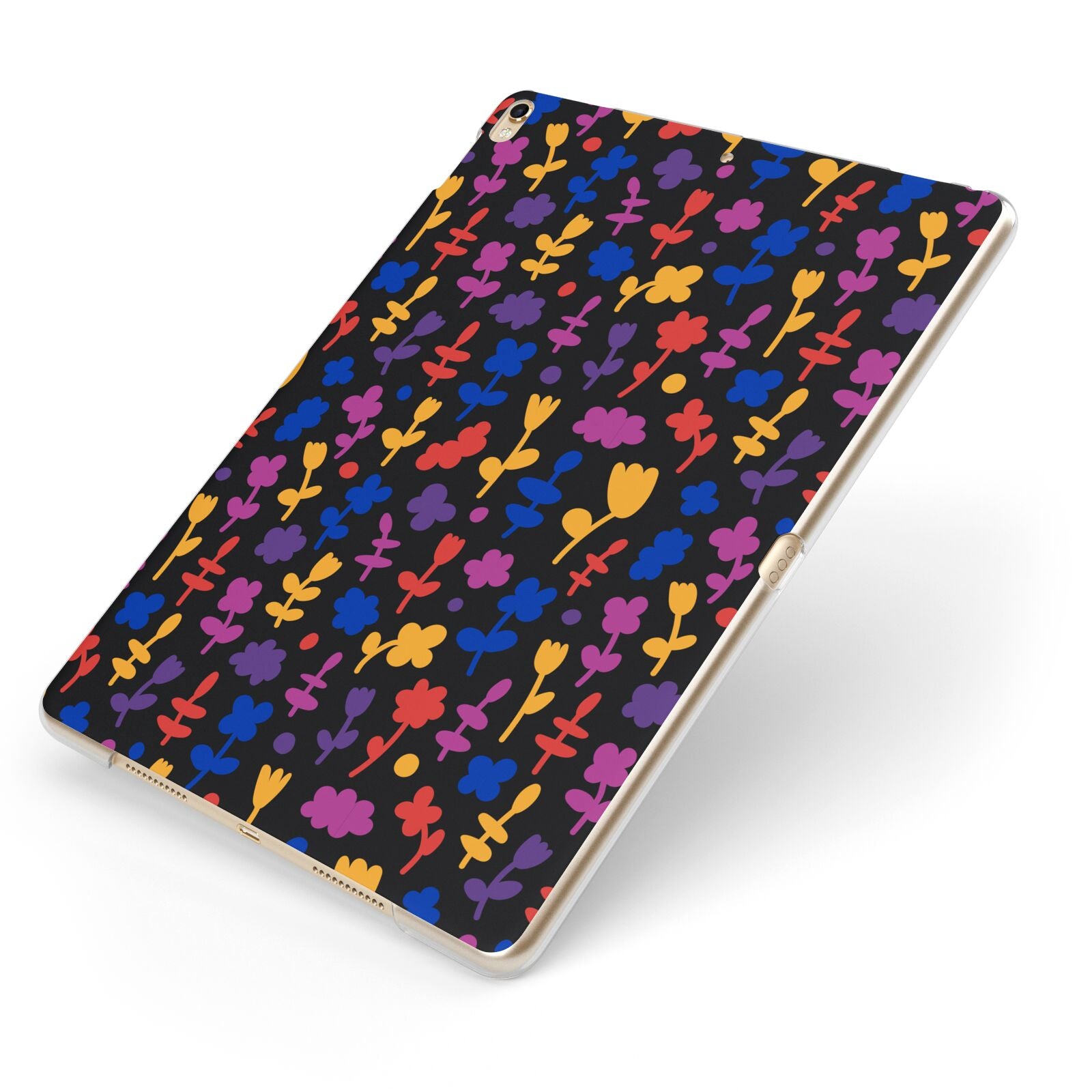 Abstract Floral Apple iPad Case on Gold iPad Side View