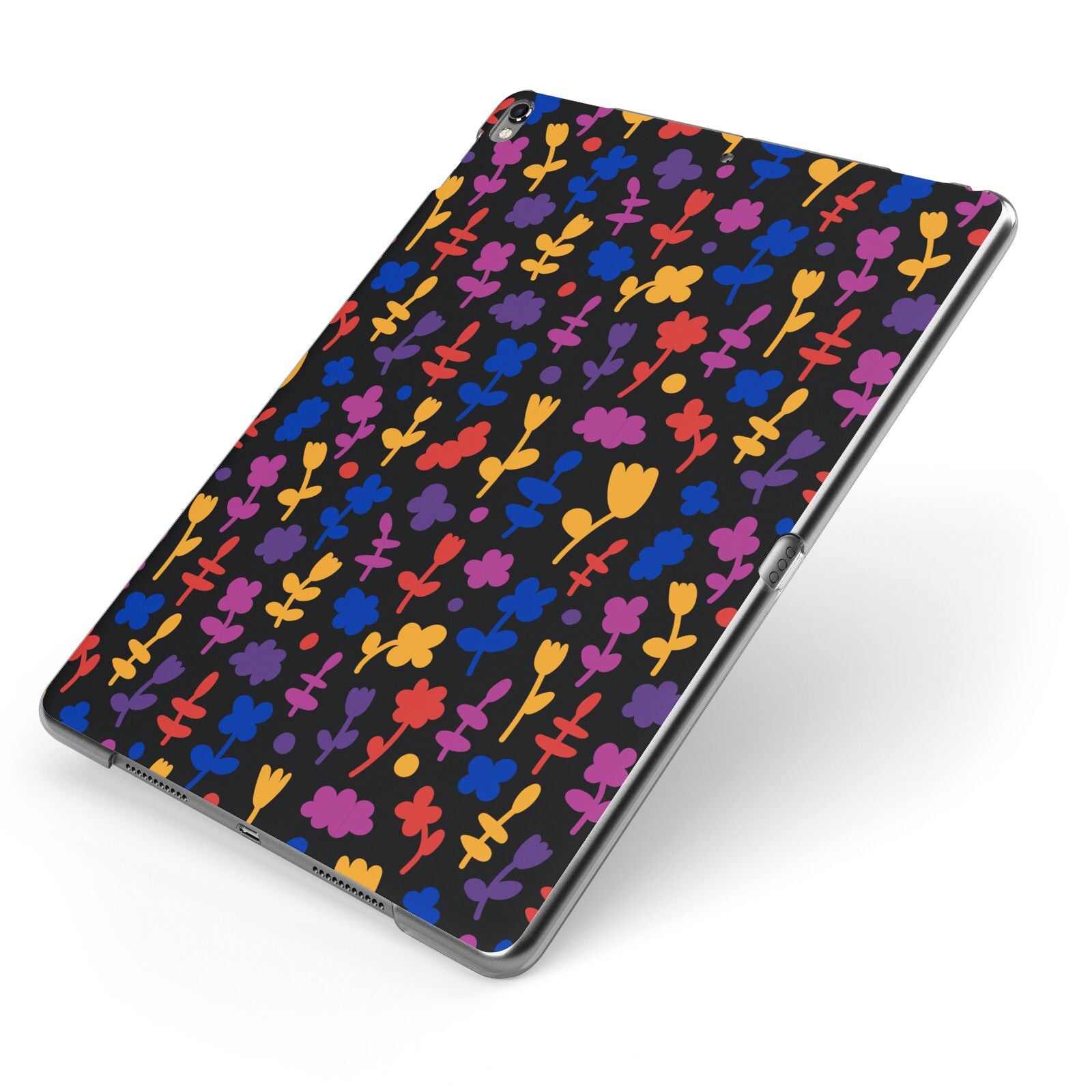 Abstract Floral Apple iPad Case on Grey iPad Side View