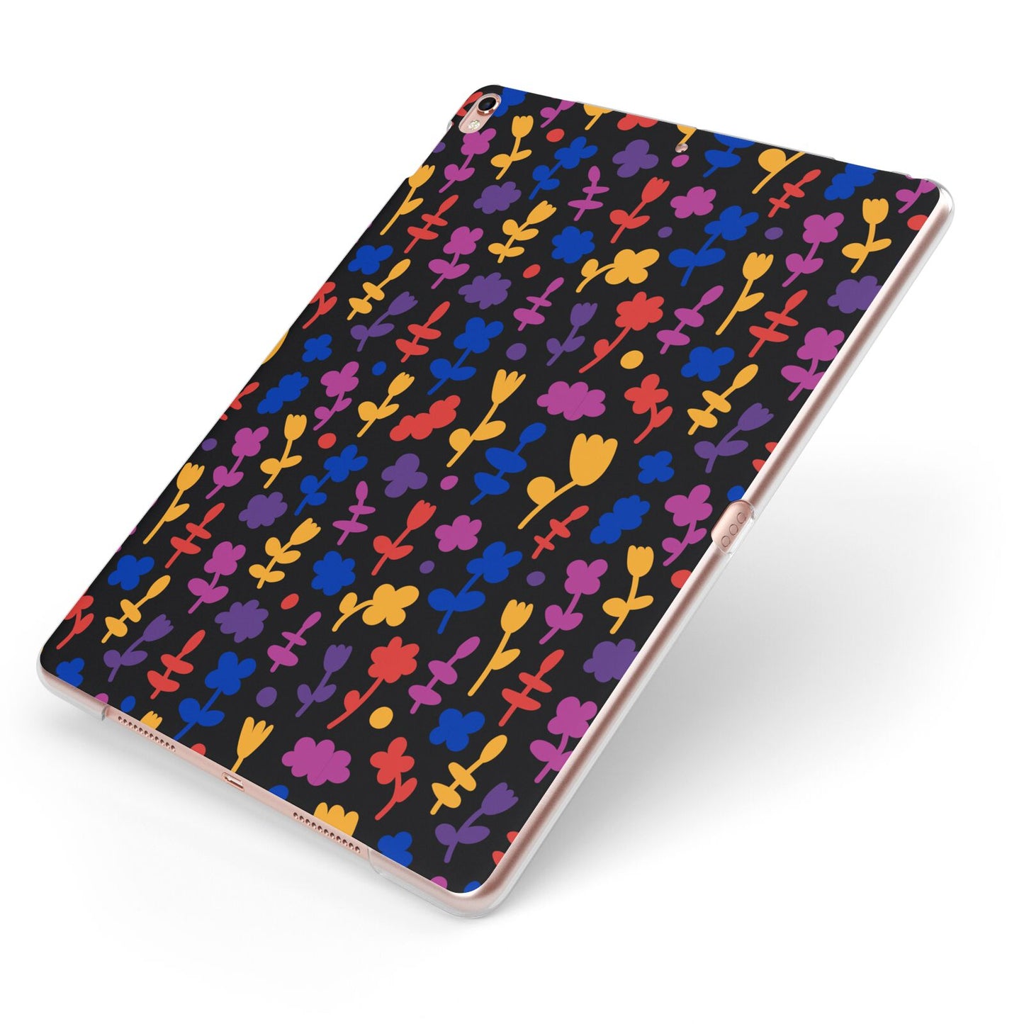 Abstract Floral Apple iPad Case on Rose Gold iPad Side View