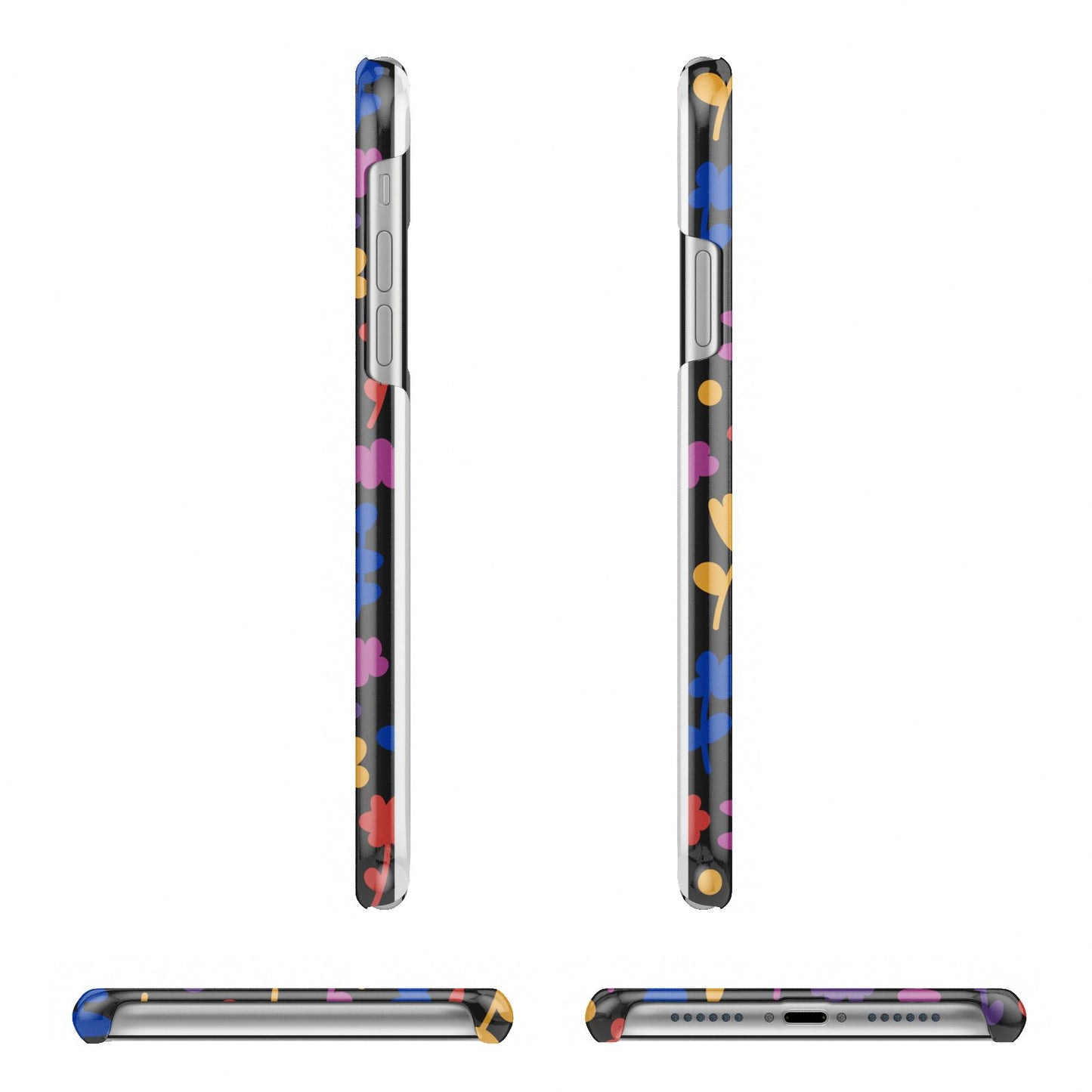 Abstract Floral Apple iPhone XR 3D Wrap Snap Case Angled Images on White Phone