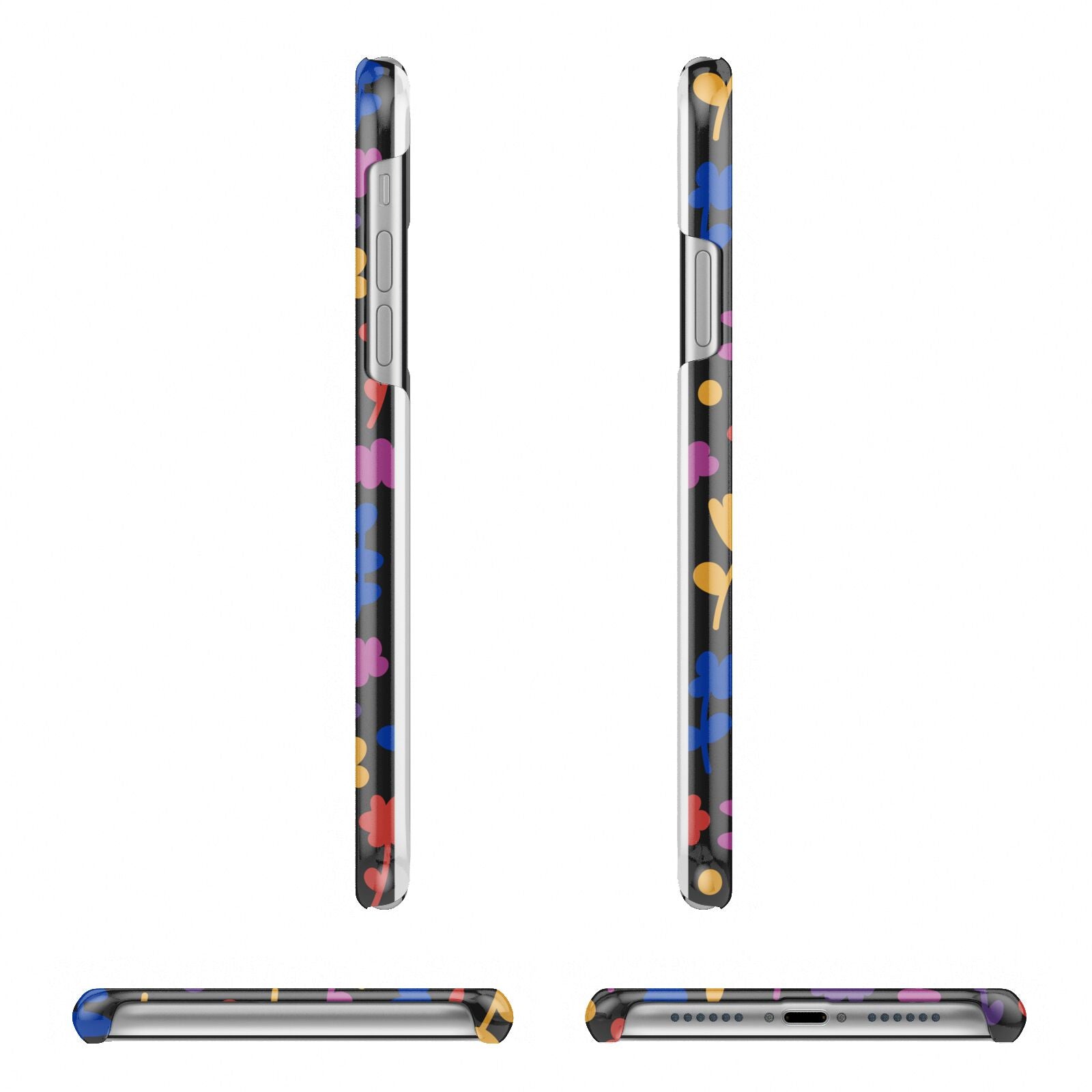 Abstract Floral Apple iPhone XR 3D Wrap Snap Case Angled Images on White Phone