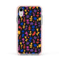 Abstract Floral Apple iPhone XR Impact Case Pink Edge on Silver Phone
