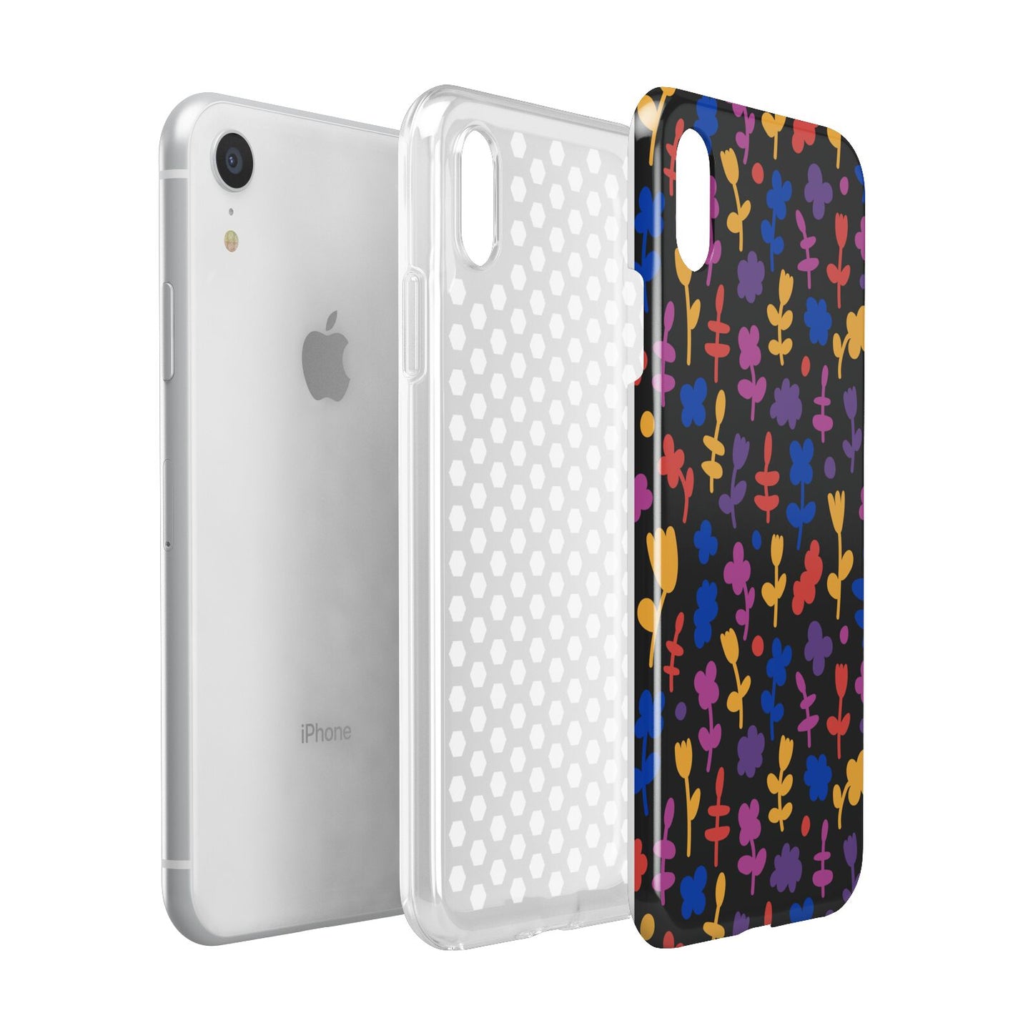 Abstract Floral Apple iPhone XR White 3D Tough Case Expanded view