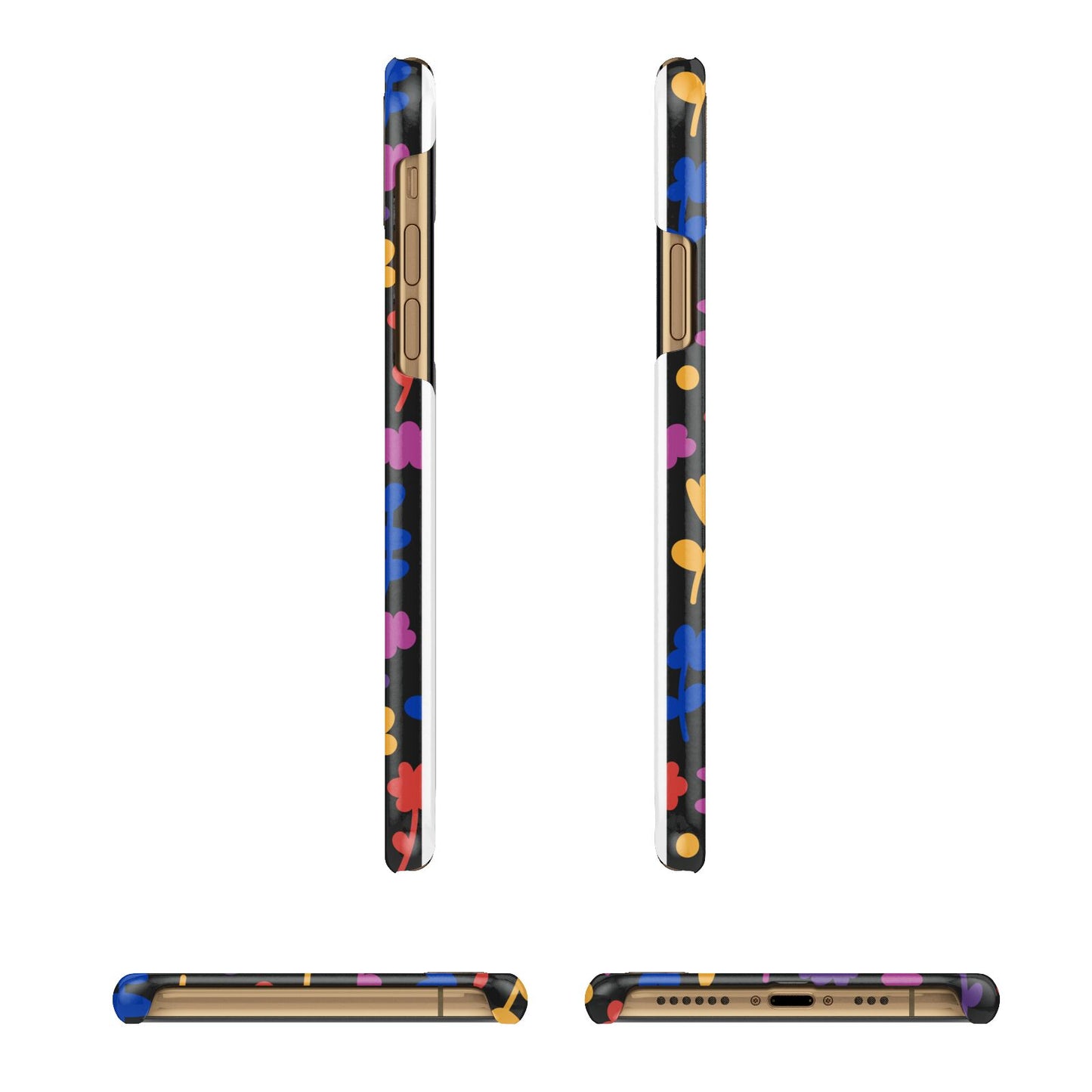 Abstract Floral Apple iPhone Xs 3D Wrap Snap Case Angled Images