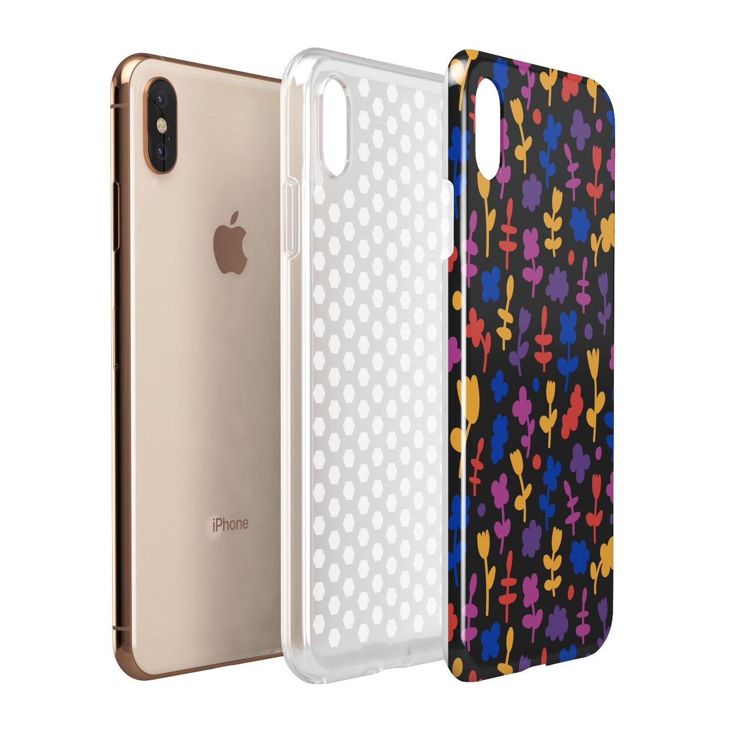 Abstract Floral Apple iPhone Xs Max 3D Tough Case Expanded View