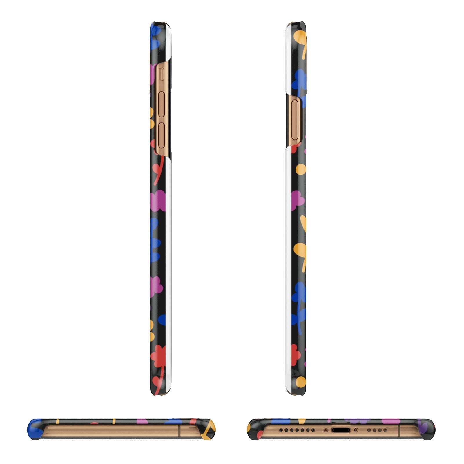 Abstract Floral Apple iPhone Xs Max 3D Wrap Snap Case Angled Images