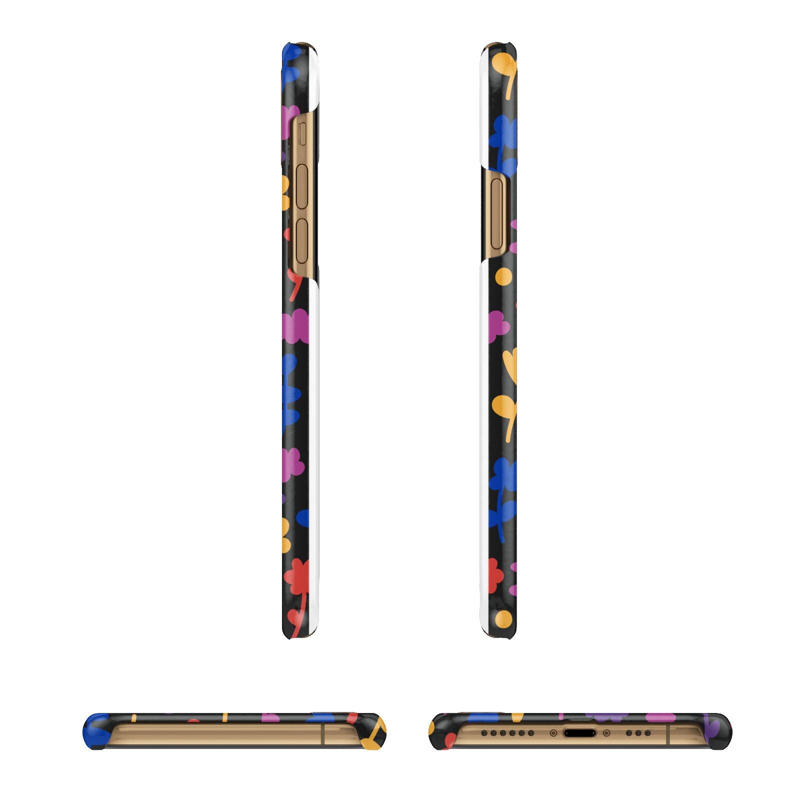 Abstract Floral iPhone 11 3D Snap Case Angle Images