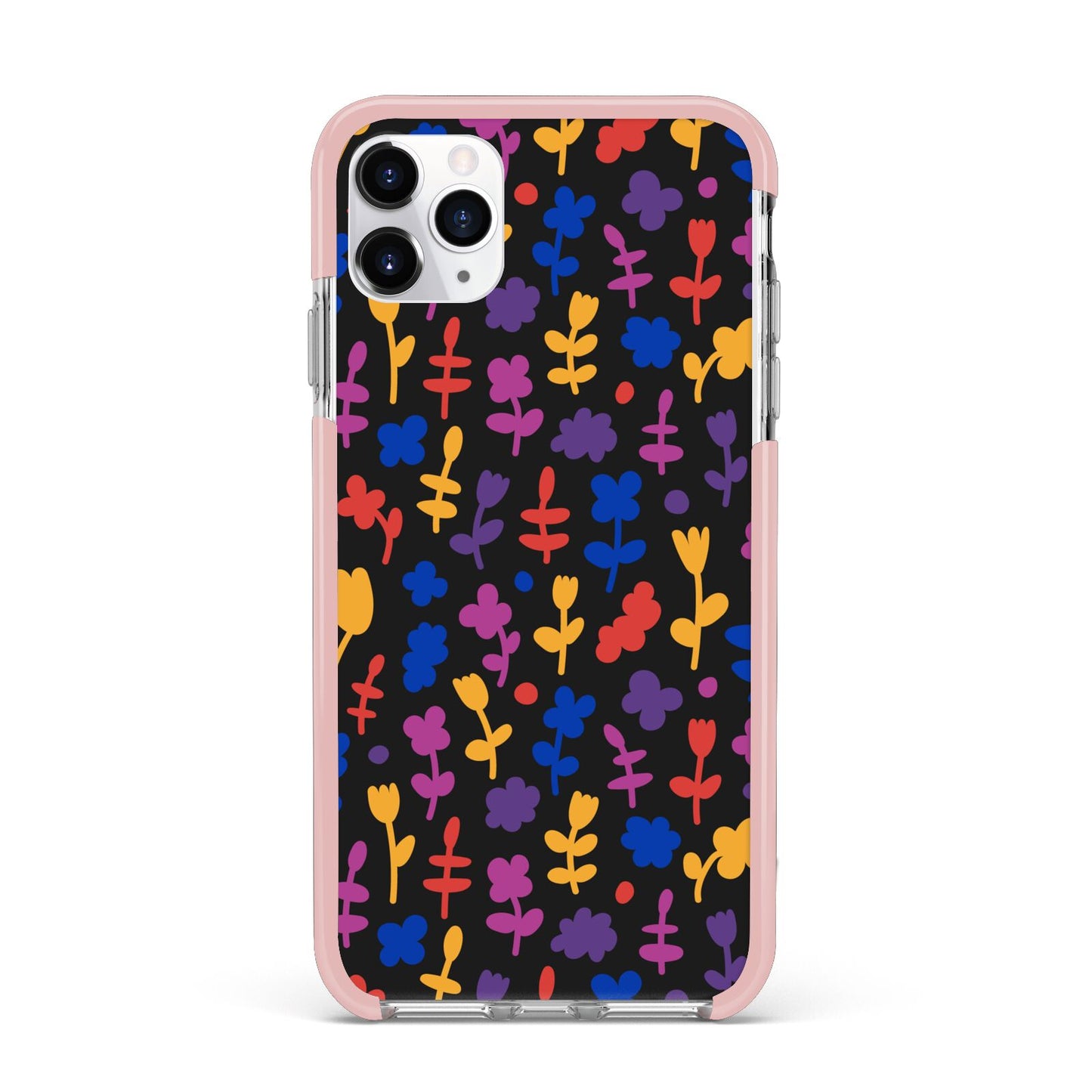 Abstract Floral iPhone 11 Pro Max Impact Pink Edge Case