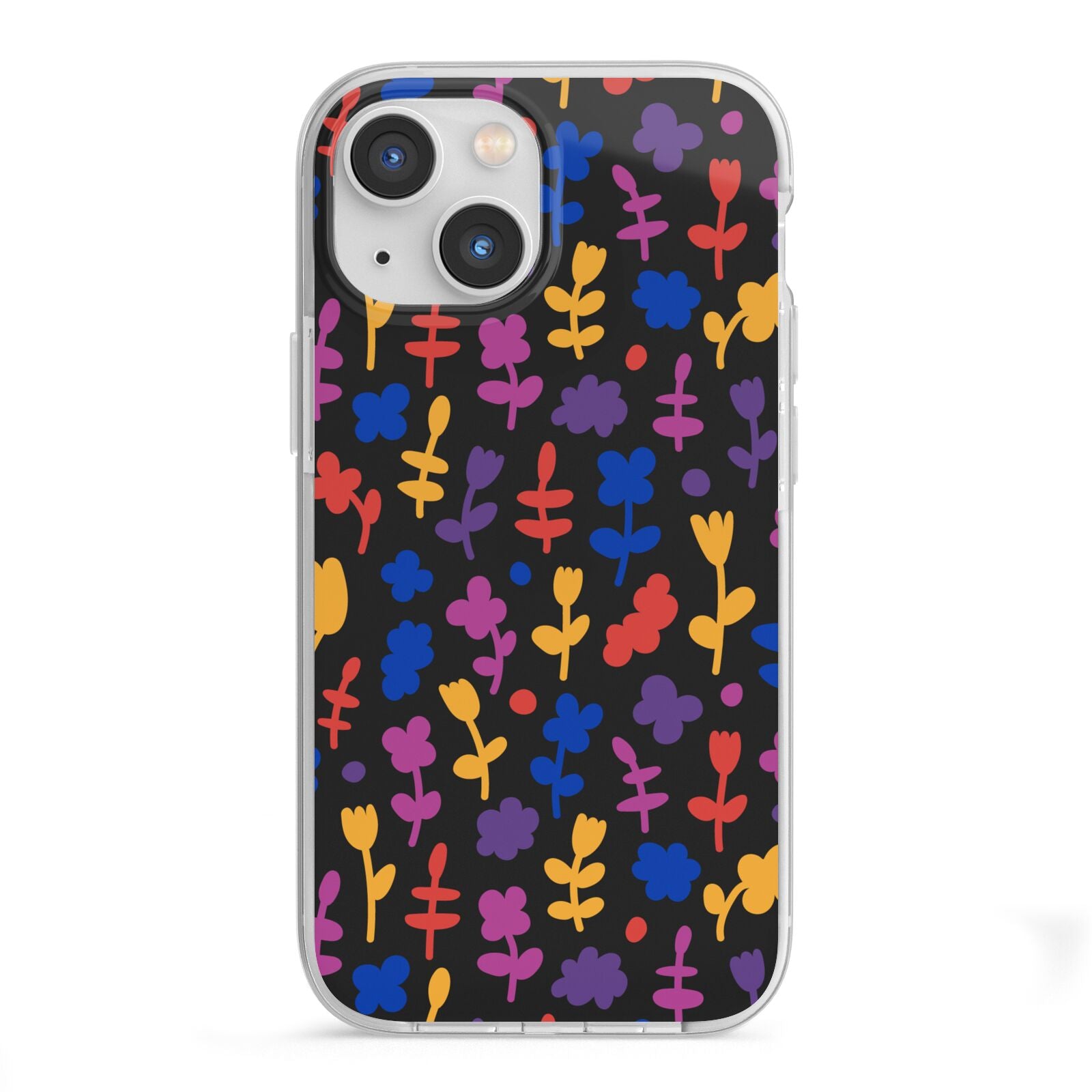 Abstract Floral iPhone 13 Mini TPU Impact Case with White Edges