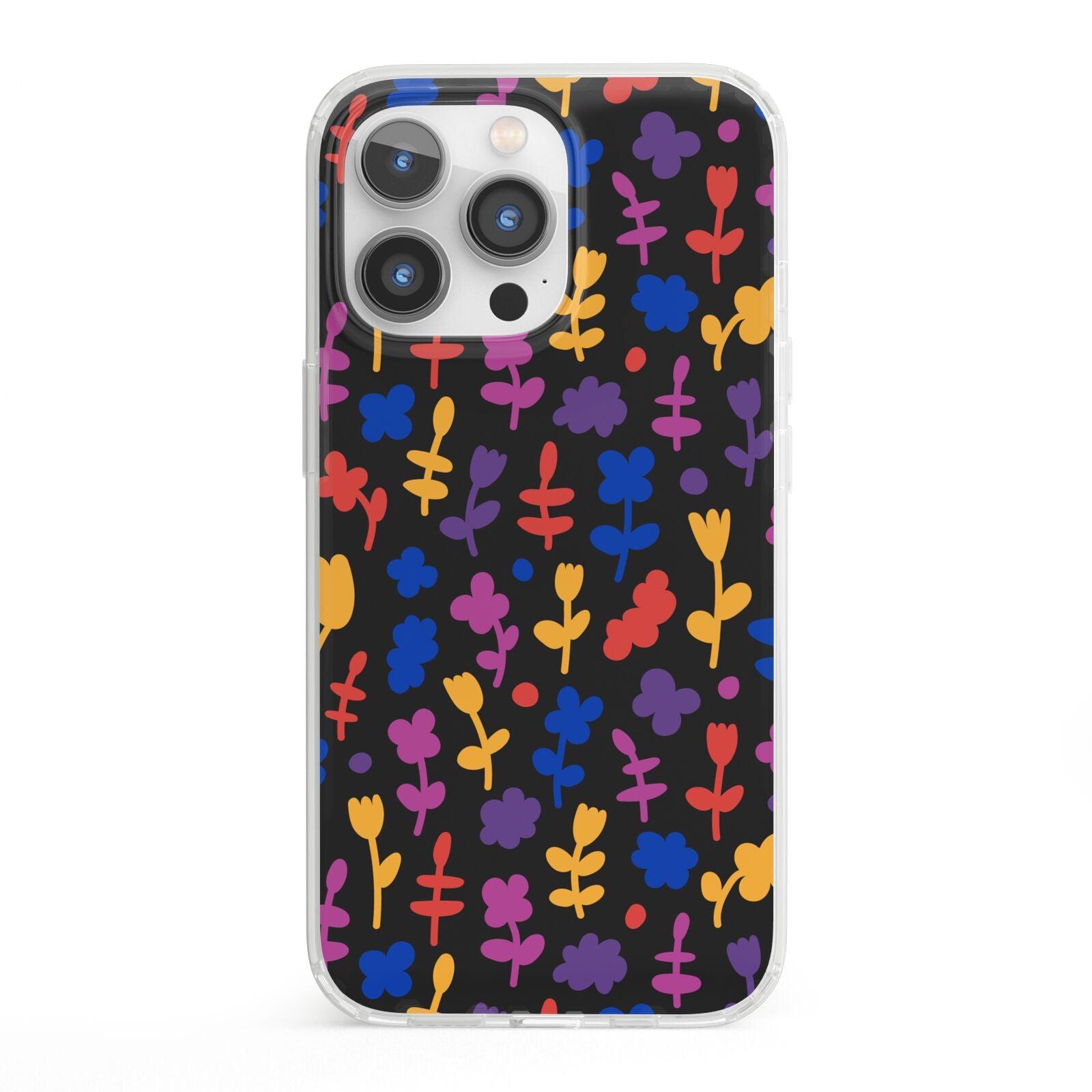 Abstract Floral iPhone 13 Pro Clear Bumper Case