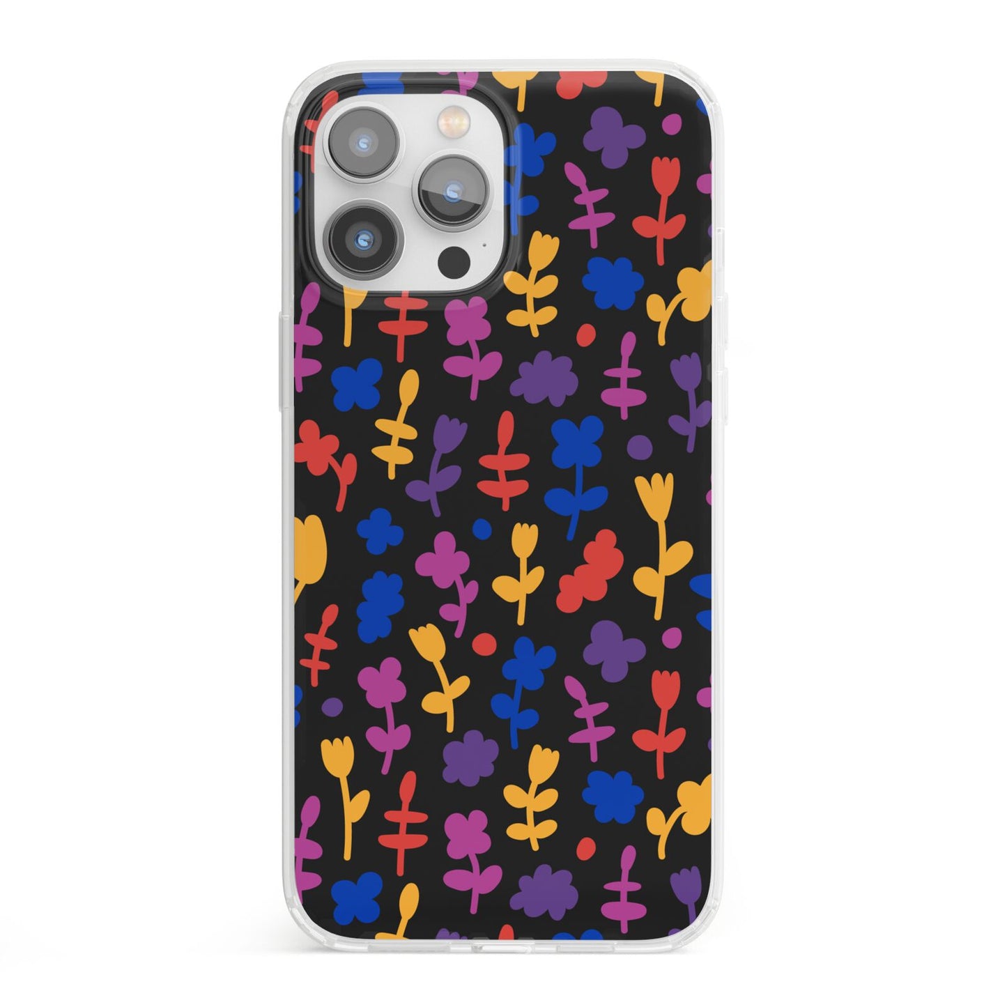 Abstract Floral iPhone 13 Pro Max Clear Bumper Case