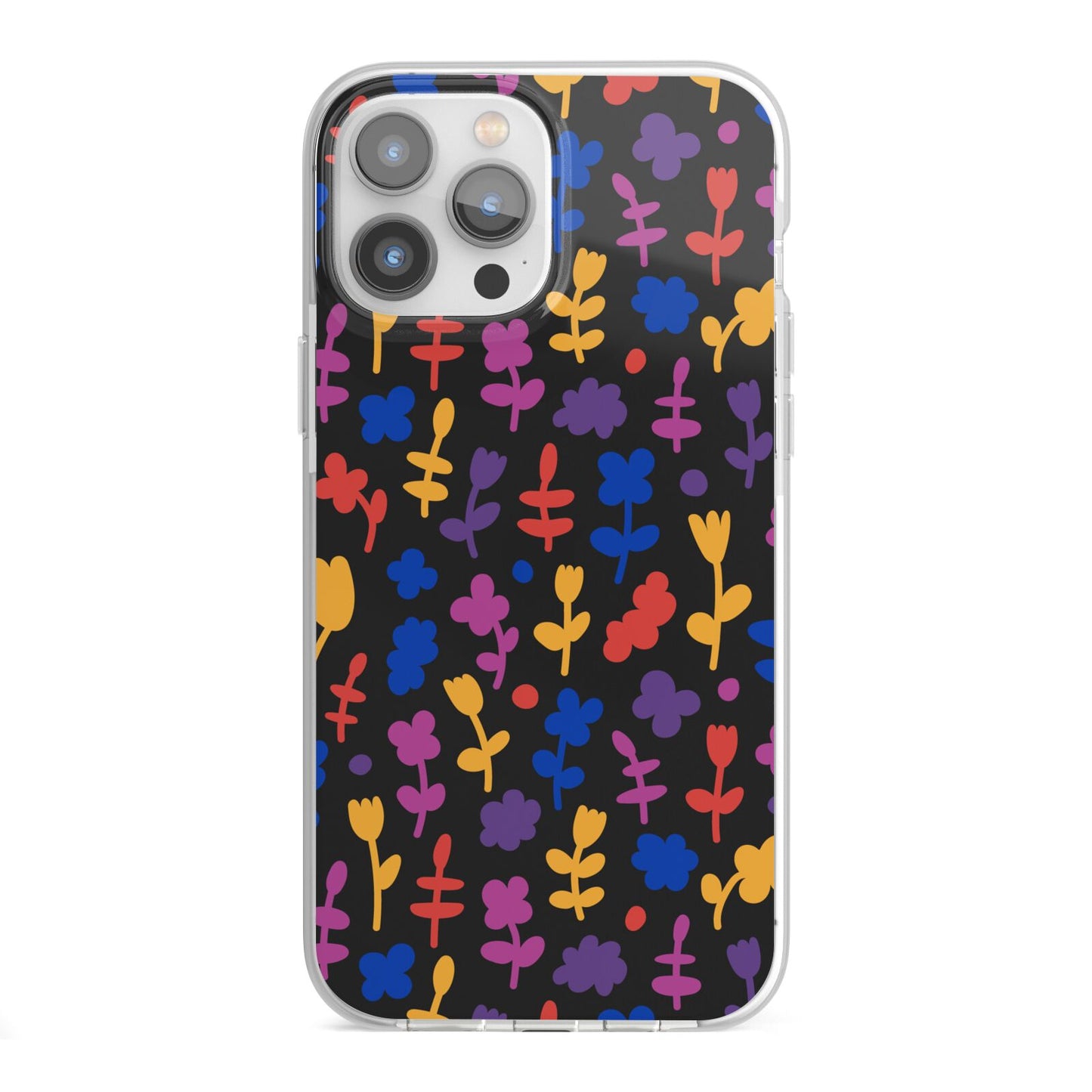 Abstract Floral iPhone 13 Pro Max TPU Impact Case with White Edges