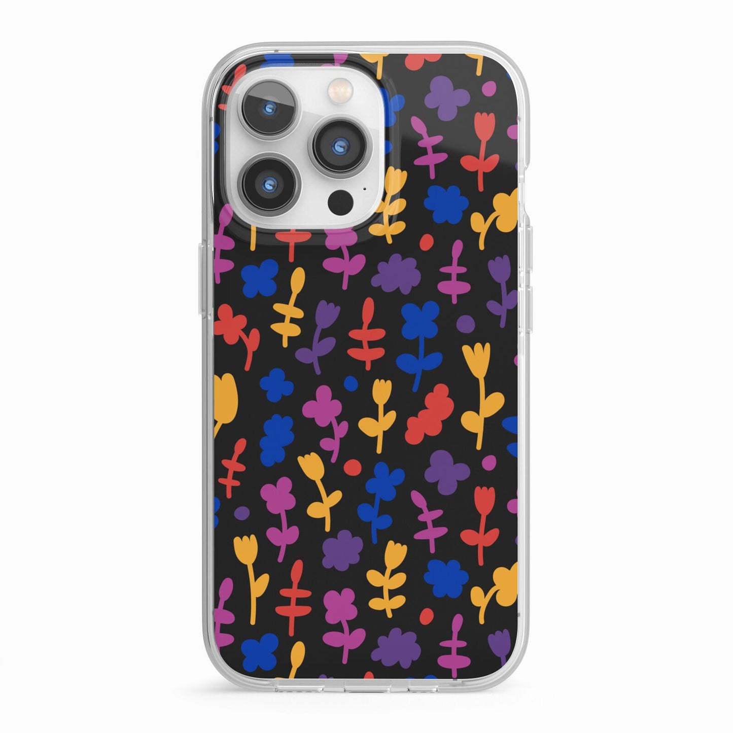 Abstract Floral iPhone 13 Pro TPU Impact Case with White Edges