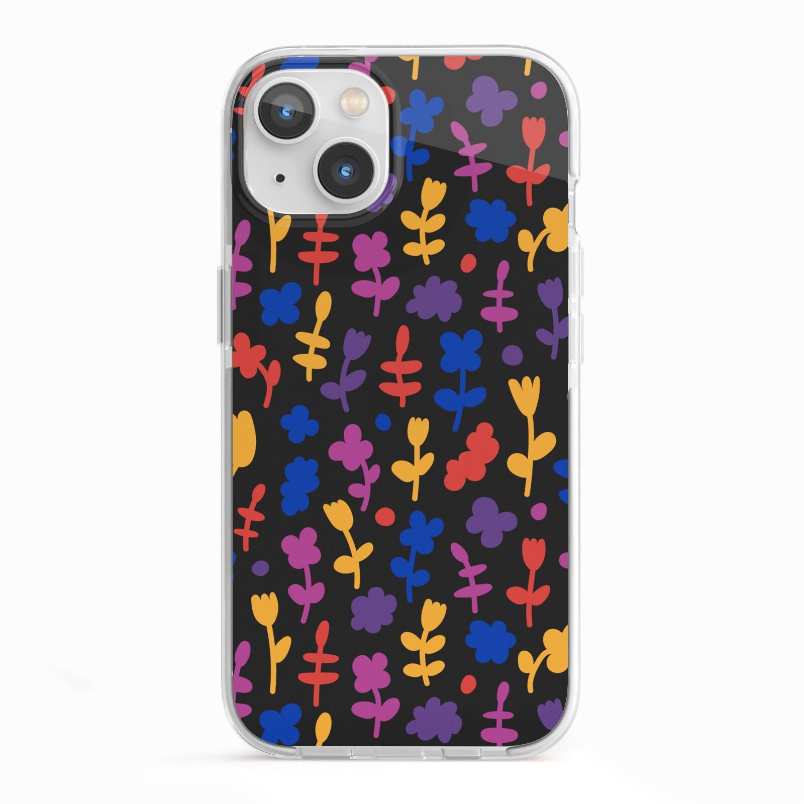 Abstract Floral iPhone 13 TPU Impact Case with White Edges
