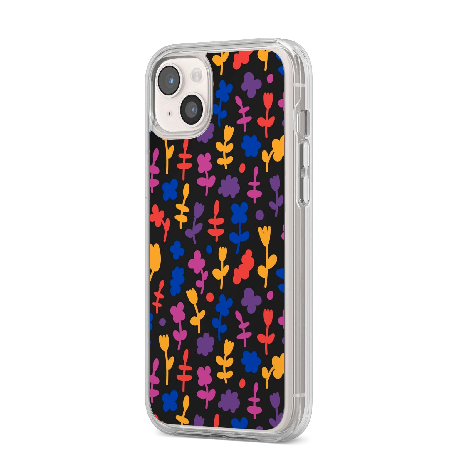 Abstract Floral iPhone 14 Plus Clear Tough Case Starlight Angled Image
