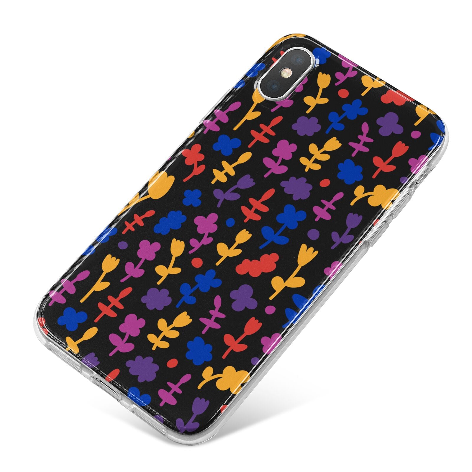 Abstract Floral iPhone X Bumper Case on Silver iPhone