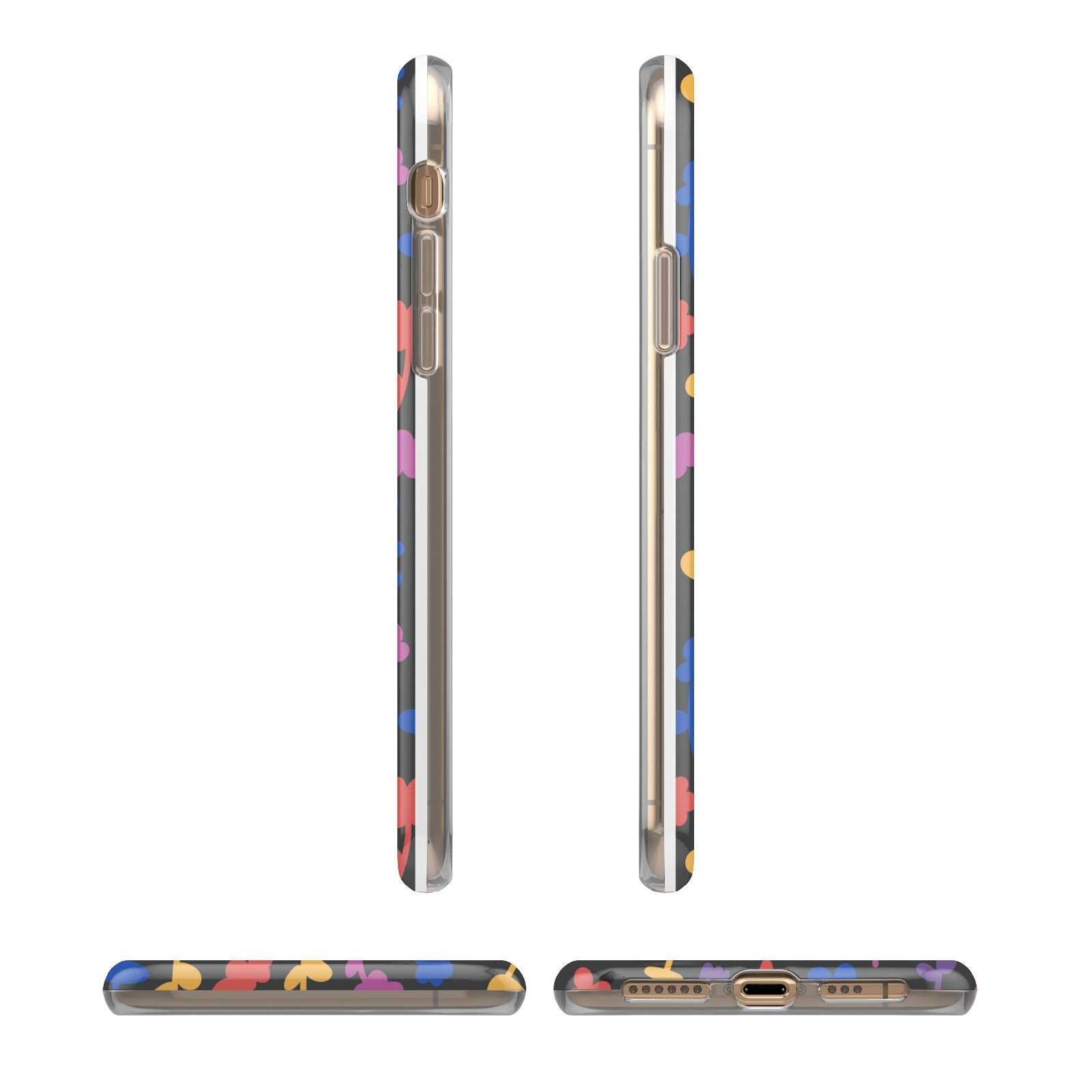 Abstract Floral iPhone XS 3D Tough Case in Gold Angled Images