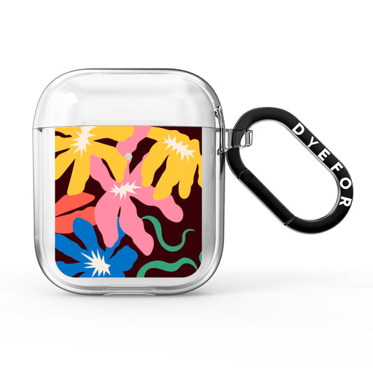 Abstract Flowers AirPods Clear Case