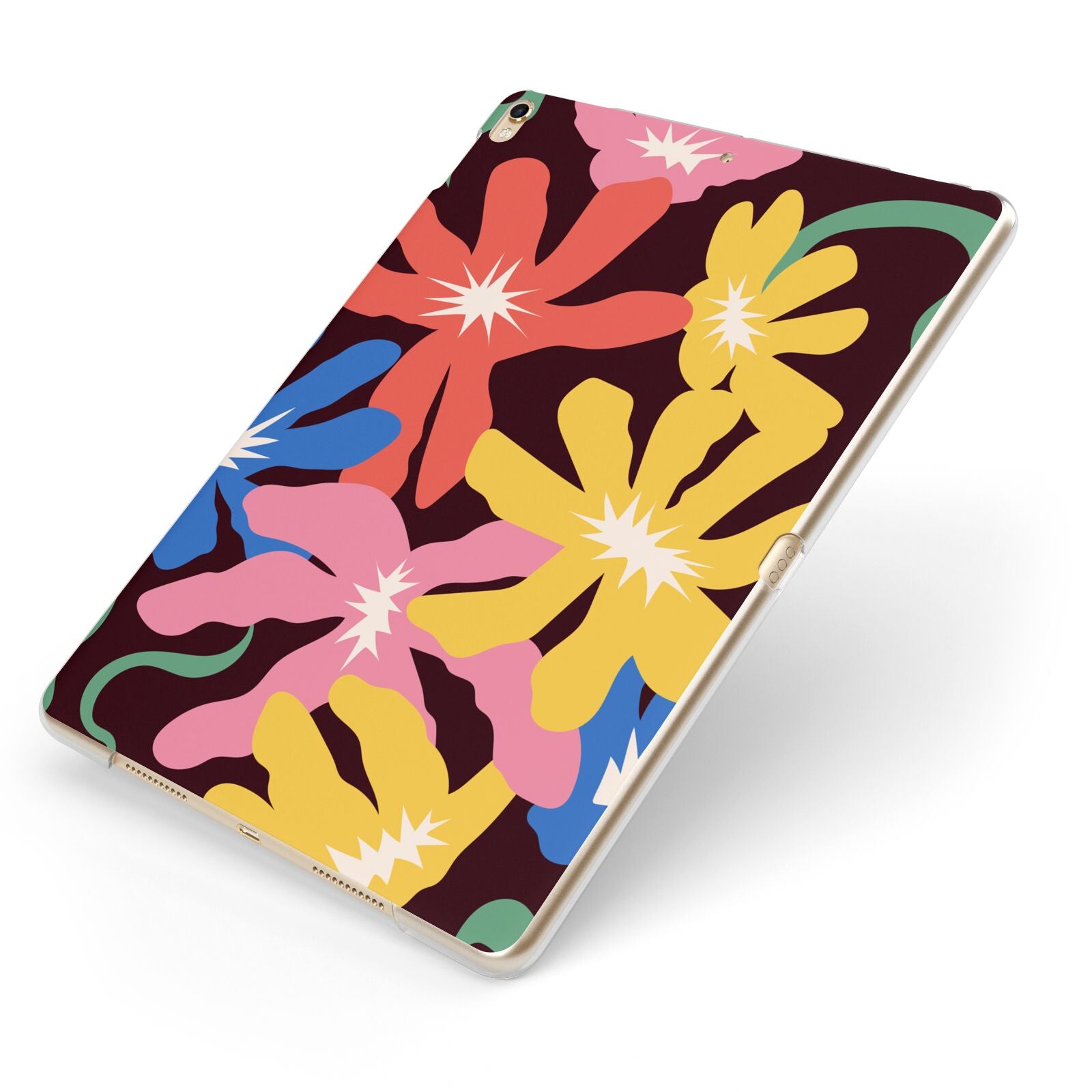 Abstract Flowers Apple iPad Case on Gold iPad Side View