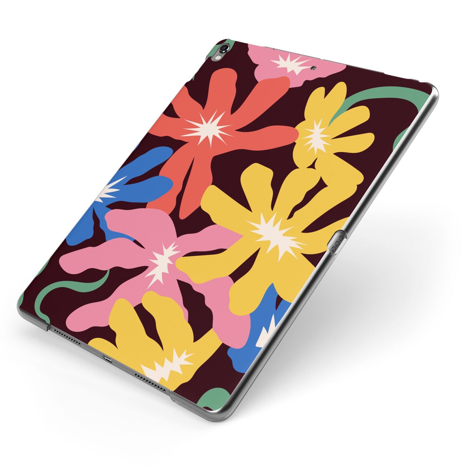 Abstract Flowers Apple iPad Case on Grey iPad Side View