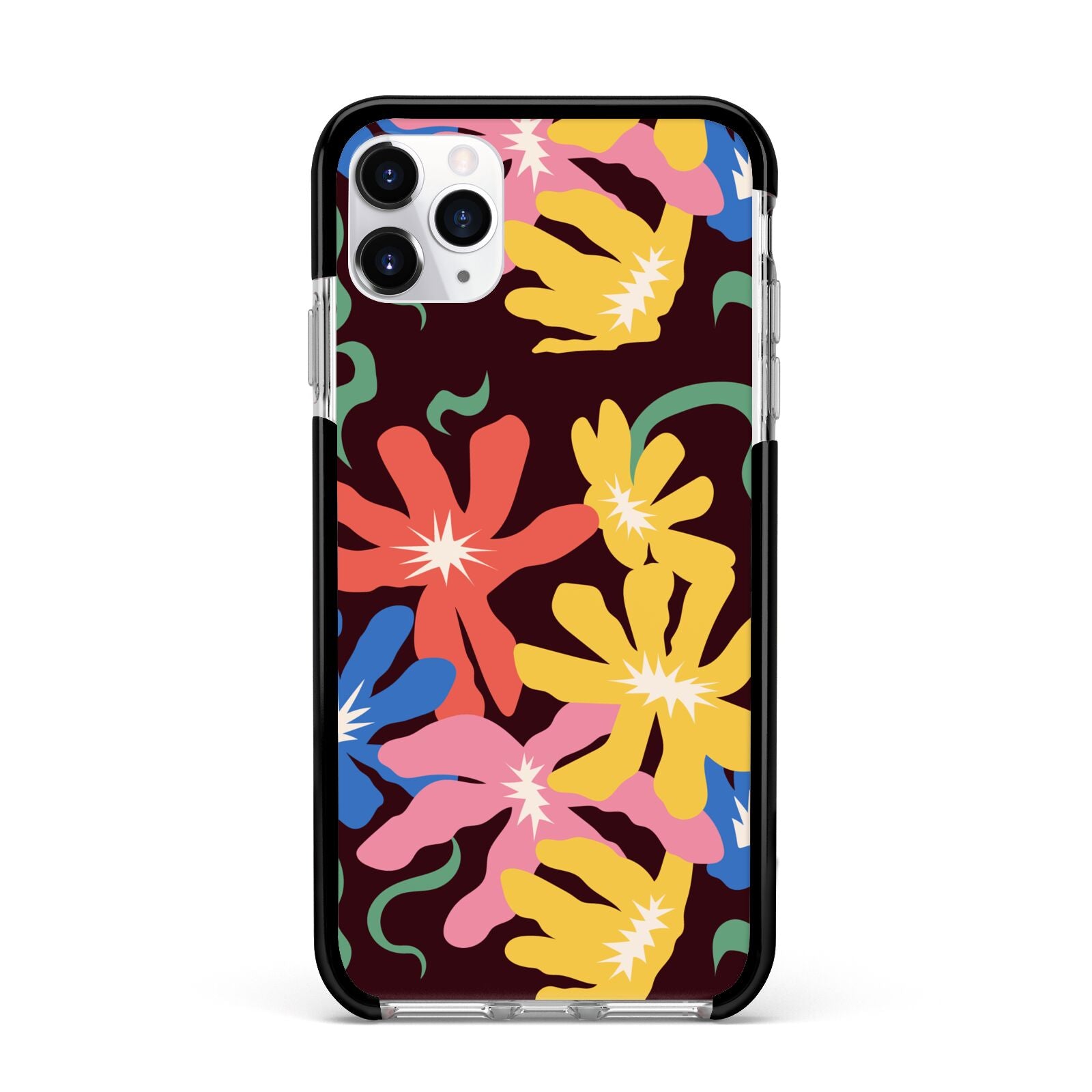 Abstract Flowers Apple iPhone 11 Pro Max in Silver with Black Impact Case