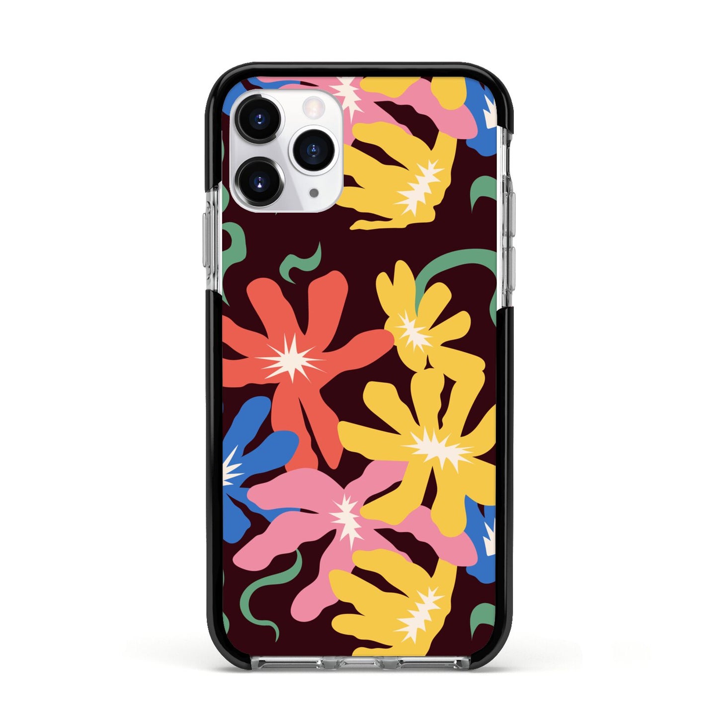 Abstract Flowers Apple iPhone 11 Pro in Silver with Black Impact Case