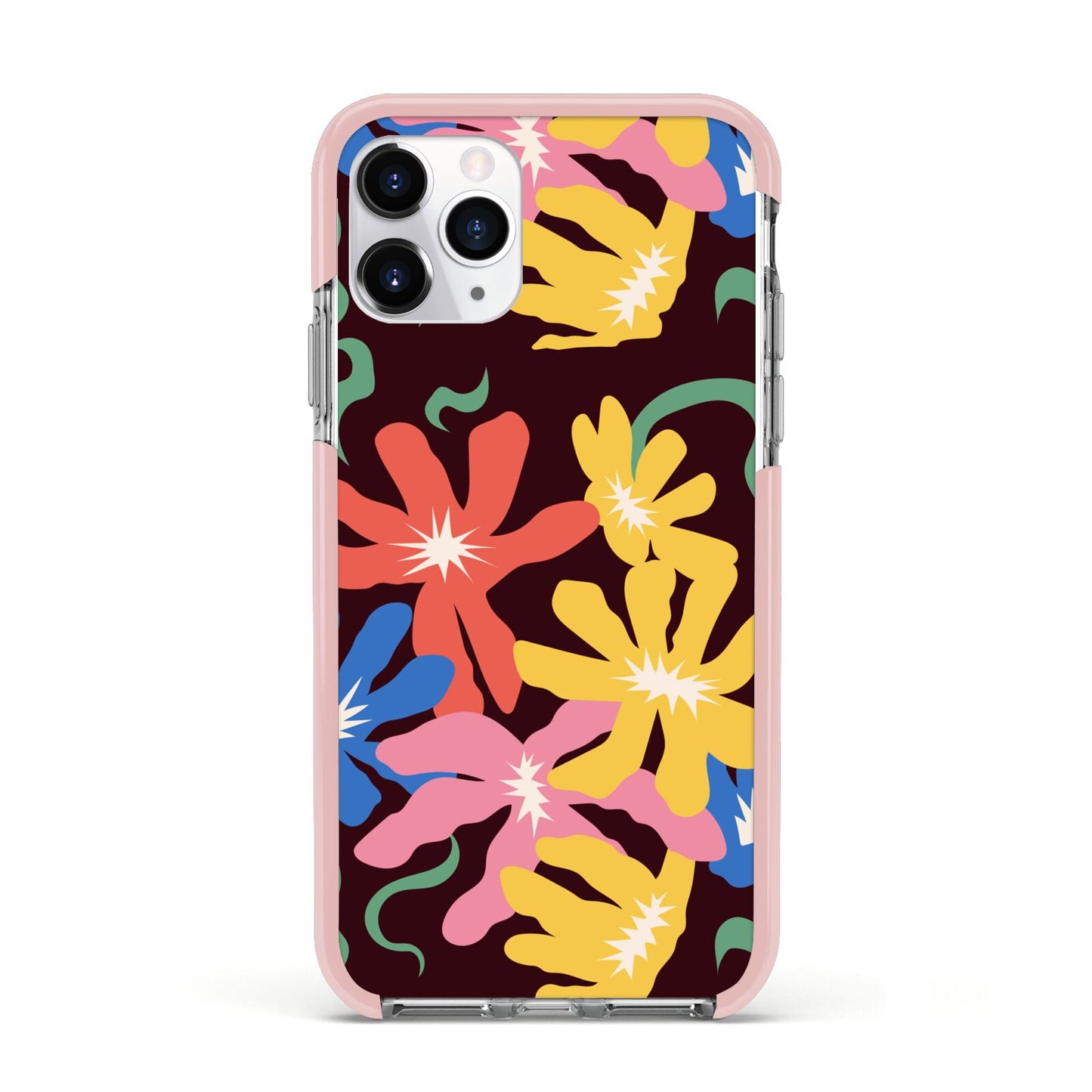 Abstract Flowers Apple iPhone 11 Pro in Silver with Pink Impact Case