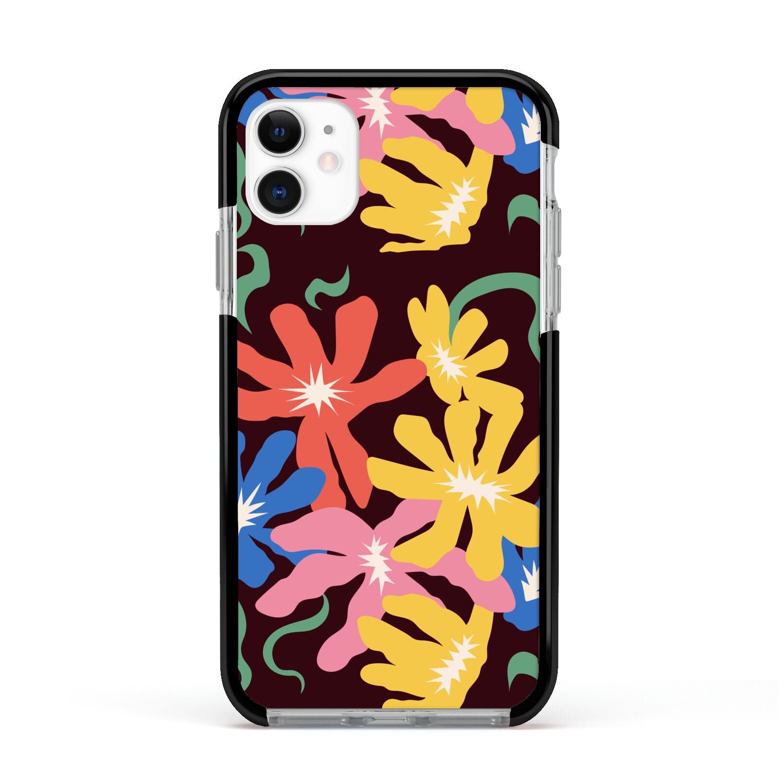 Abstract Flowers Apple iPhone 11 in White with Black Impact Case